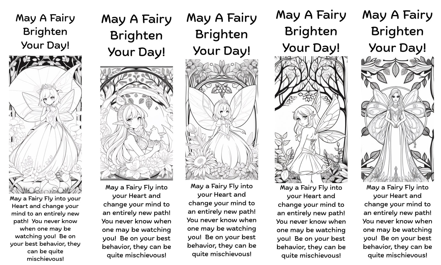 Color Your Own Fairy Bookmarks, 5 qty!
