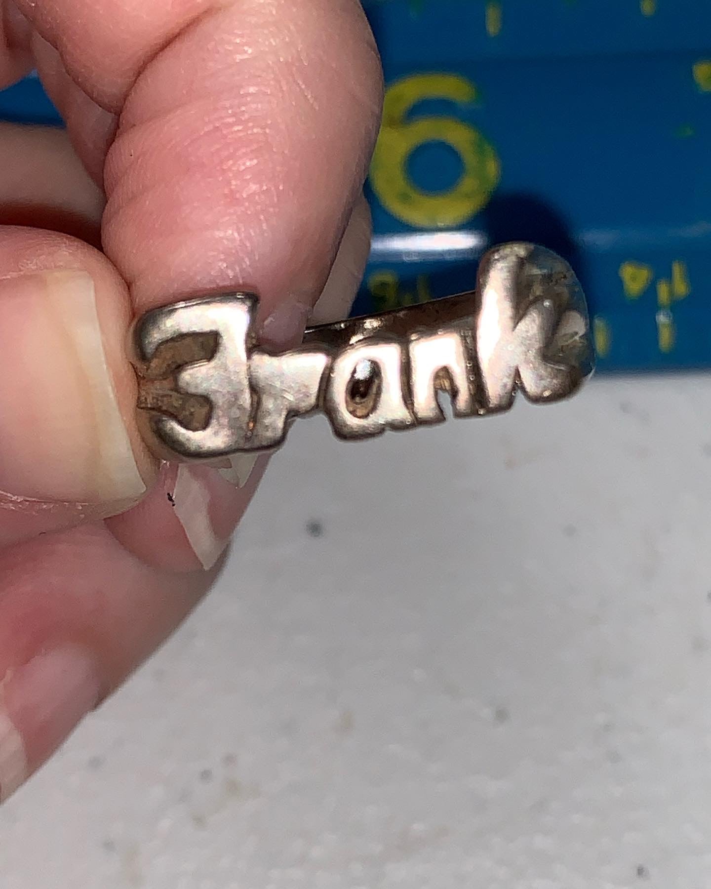 Sterling Silver Frank Personalized Name Ring Size 10 1/2