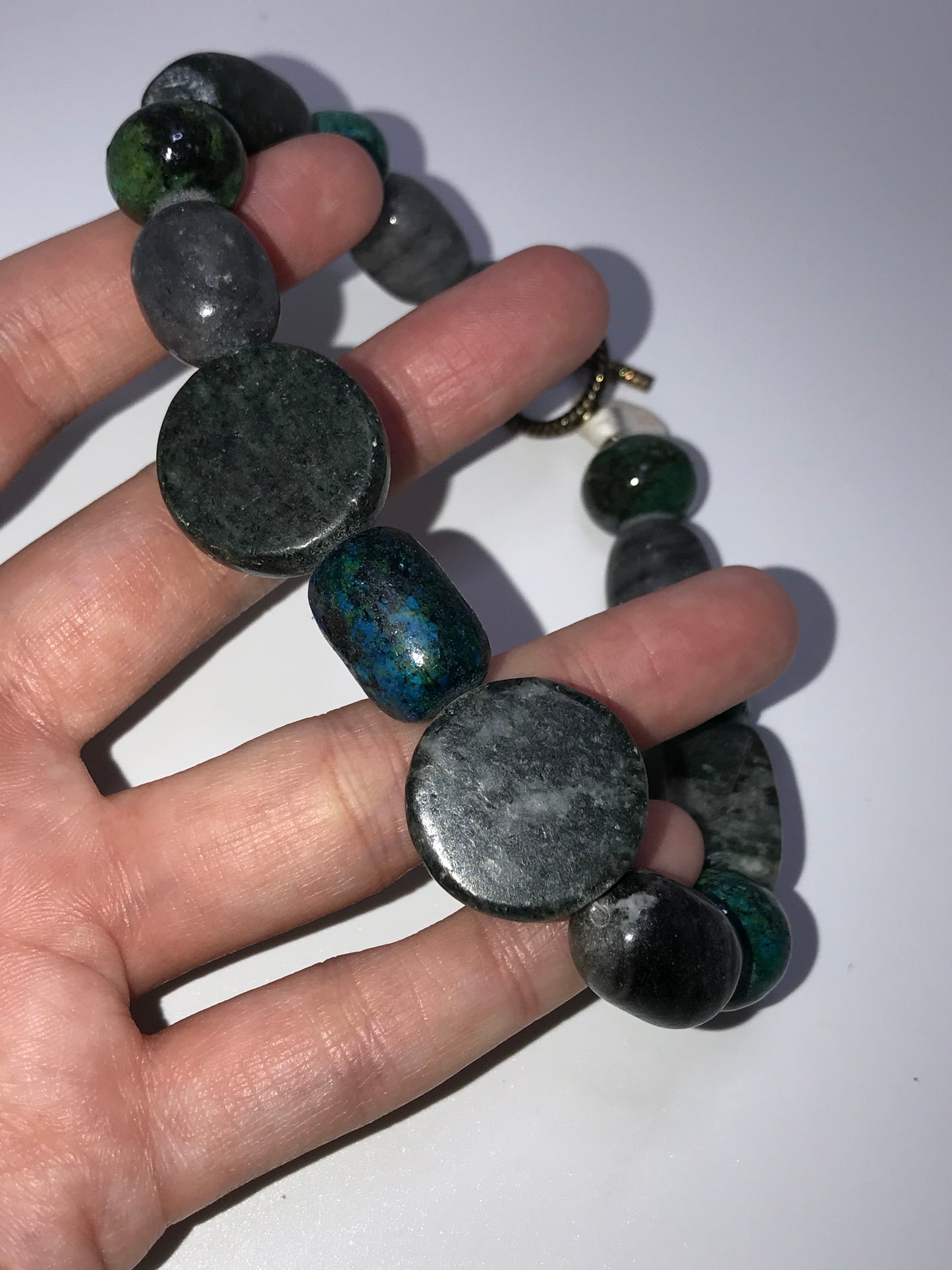 10" Chunky Marble and Yellow Turquoise Bracelet