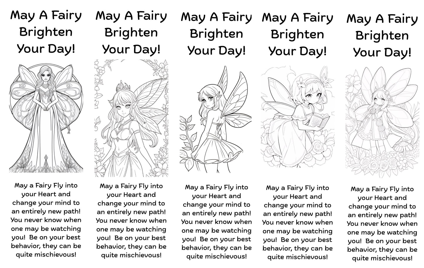 Color Your Own Fairy Bookmarks, 5 qty!