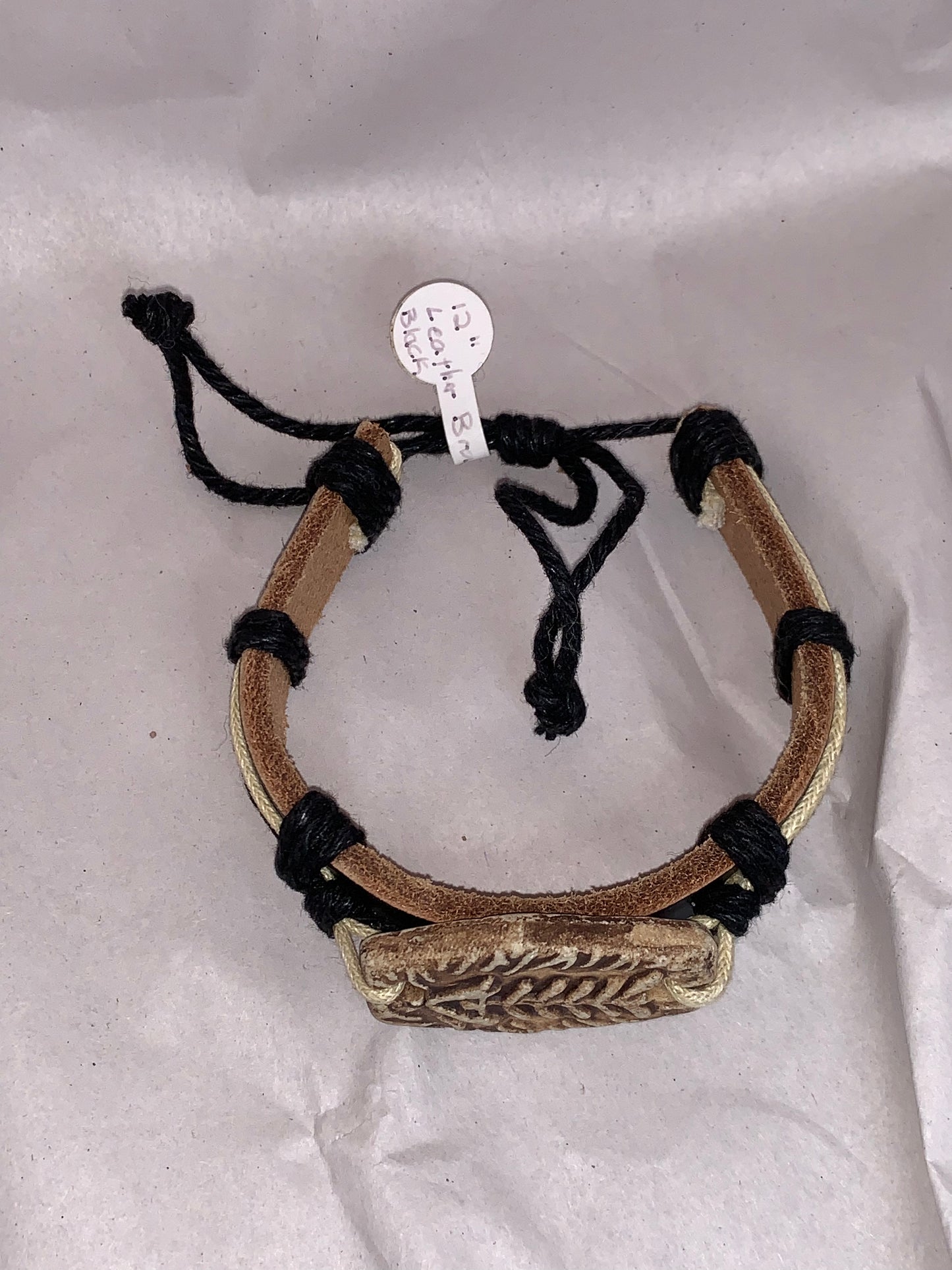 12" Long Leather Bracelet with Fish Design
