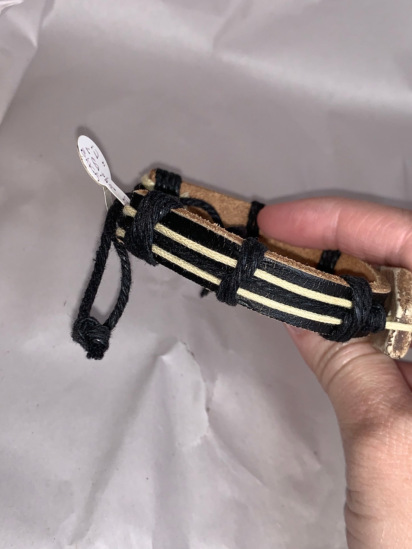 12" Long Leather Bracelet with Fish Design