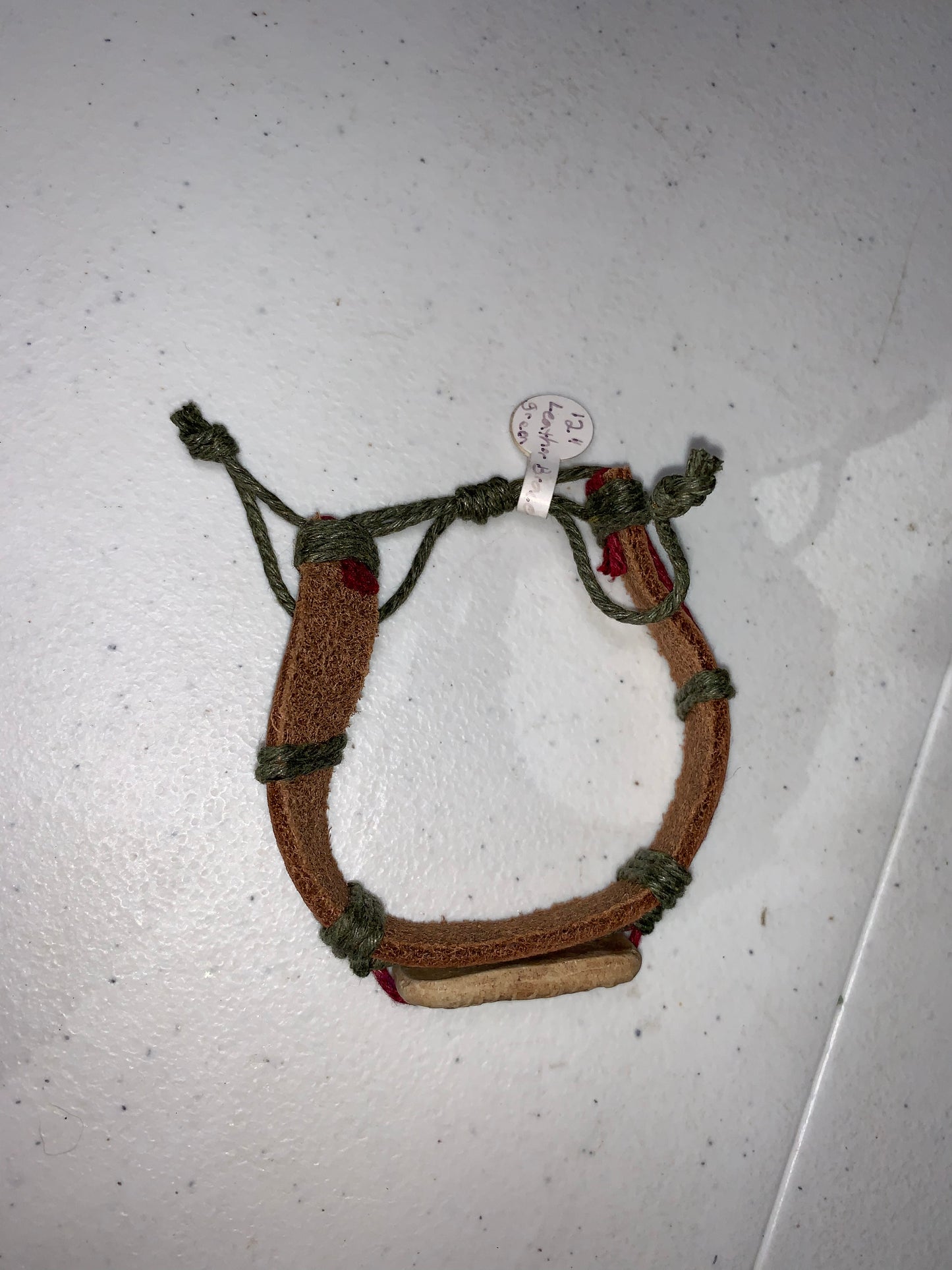 12" Long Leather Bracelet with Frog focal bead