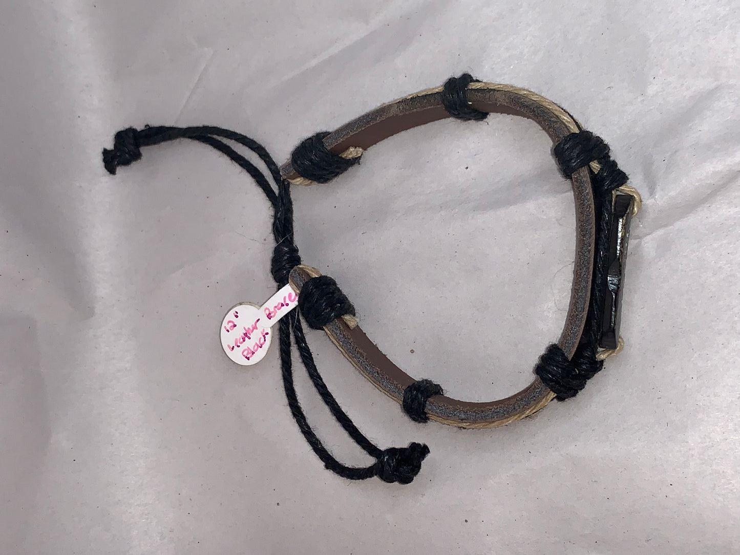 12" Long Leather Bracelet with a Cat design