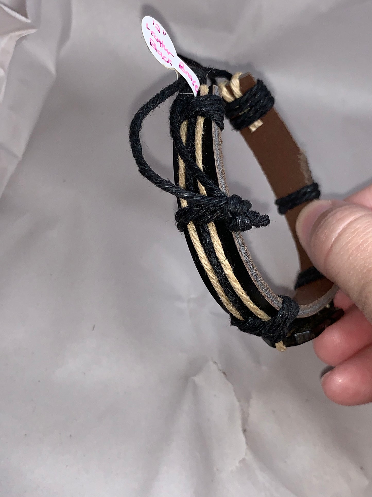 12" Long Leather Bracelet with a Cat design