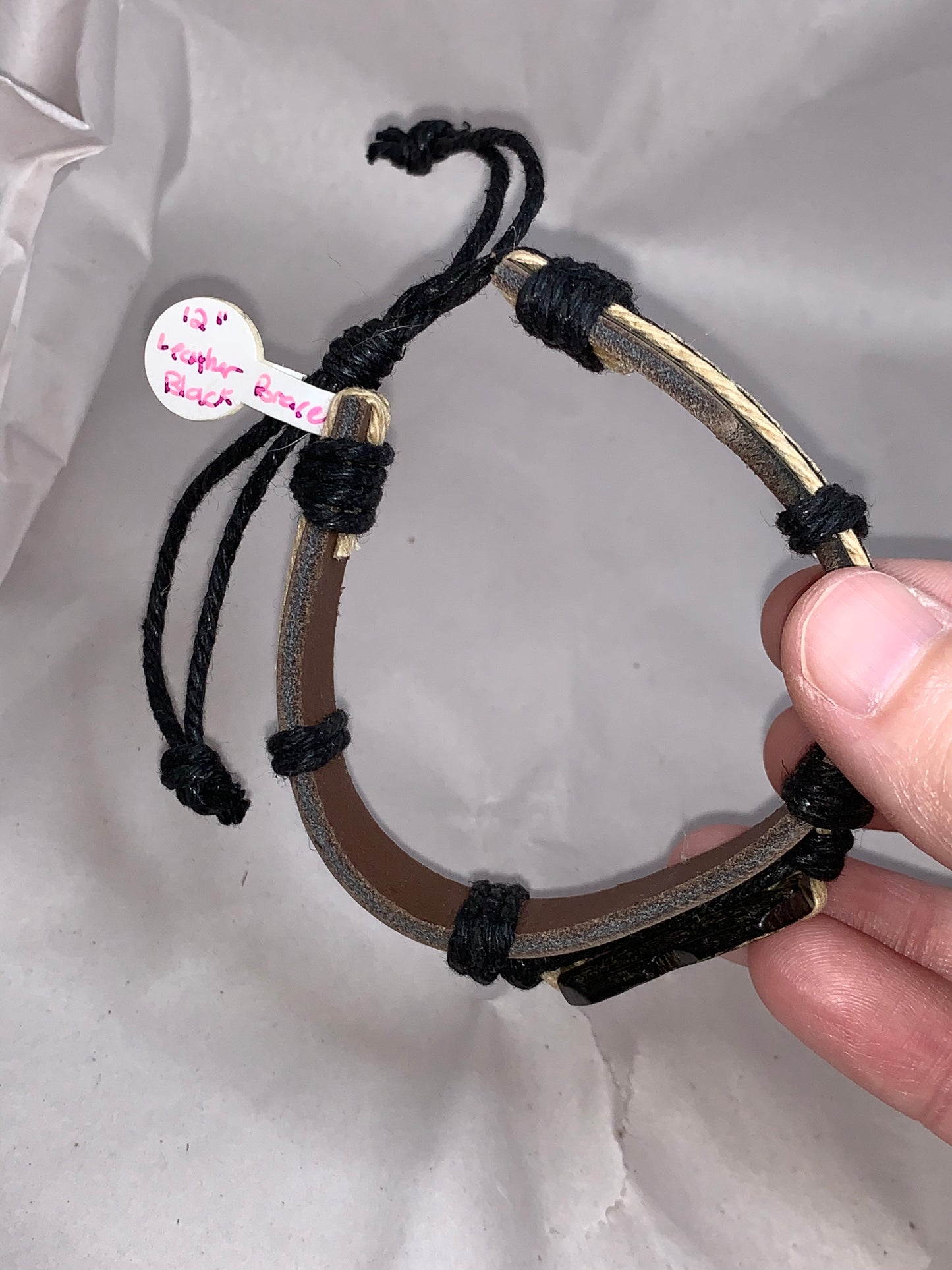 12" Long Leather Bracelet with a Cat design