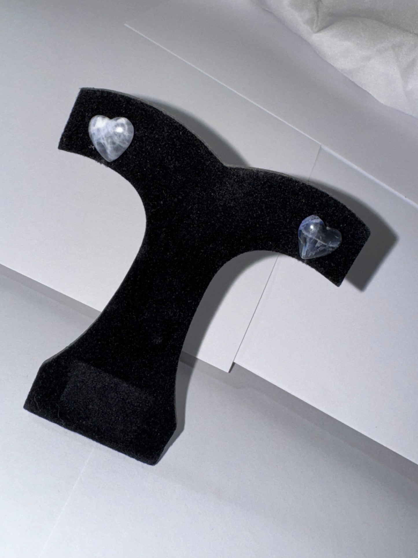 12 Mm Heart Shaped Sodalite Post Earrings