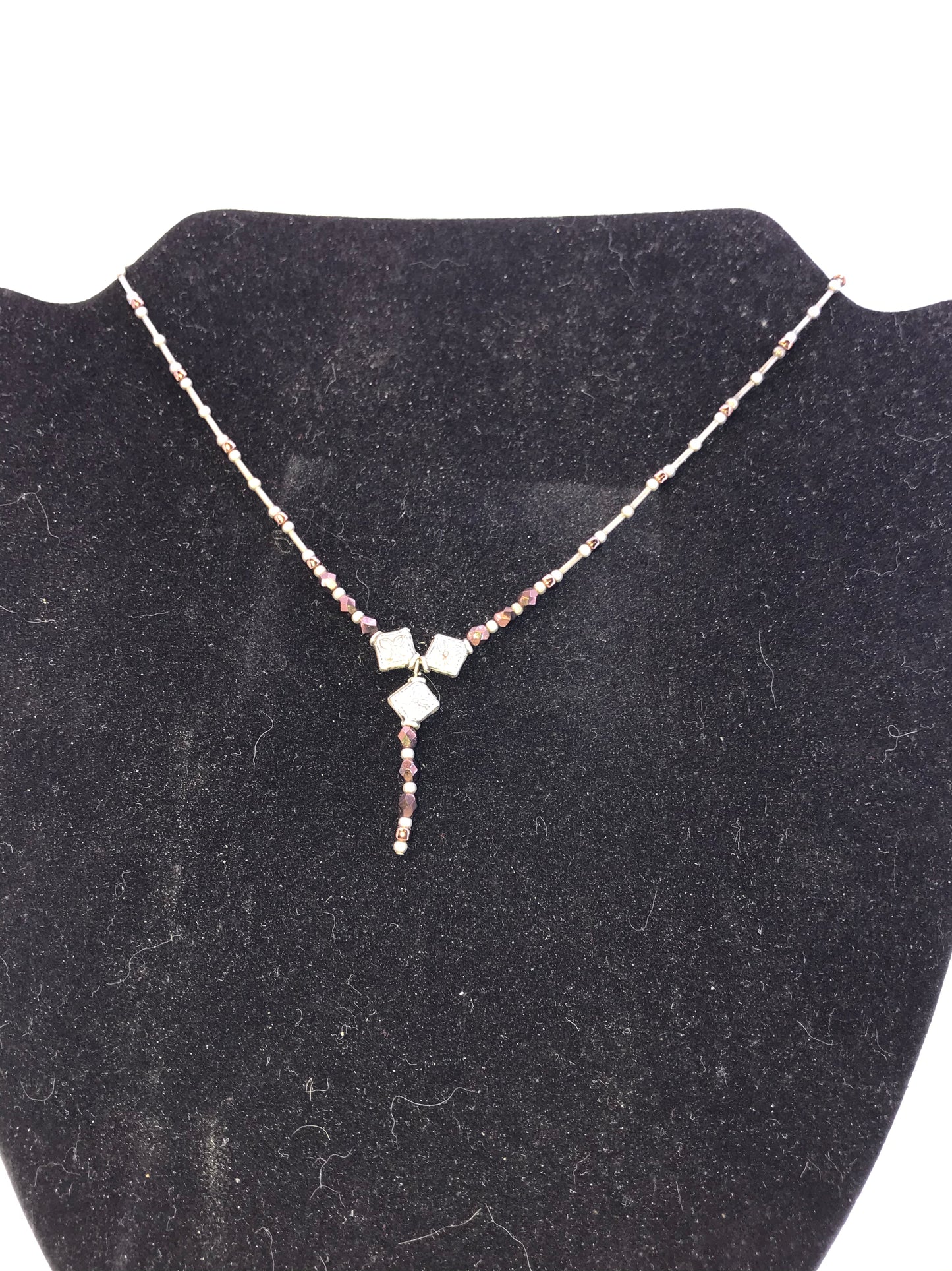 14" Y Design Bronze and Silver Necklace