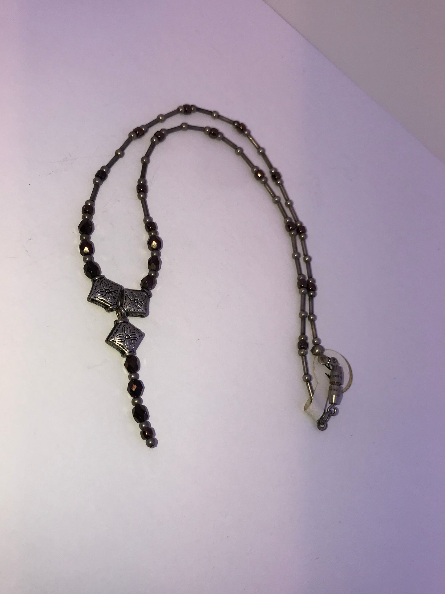 14" Y Design Bronze and Silver Necklace
