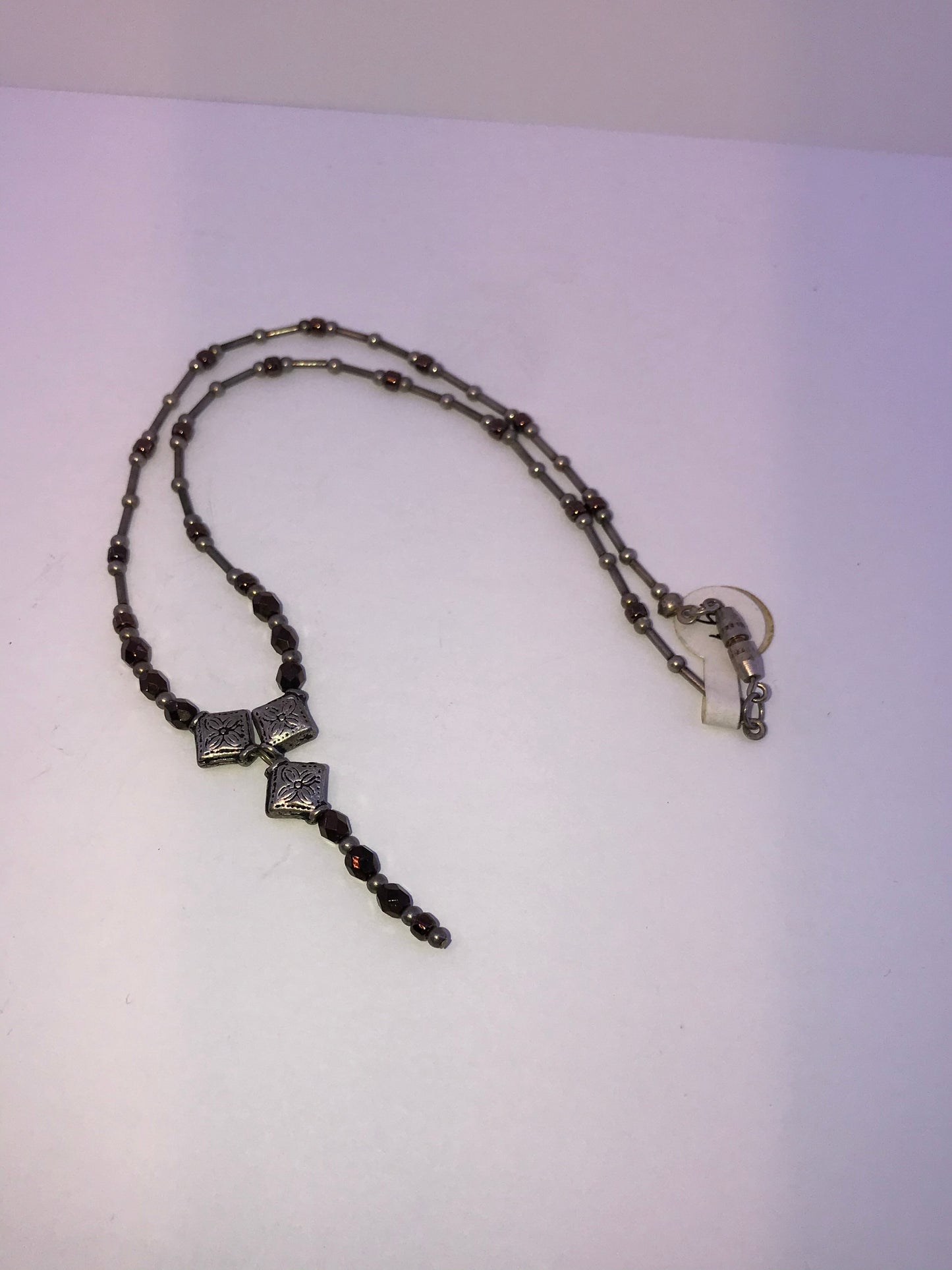 14" Y Design Bronze and Silver Necklace