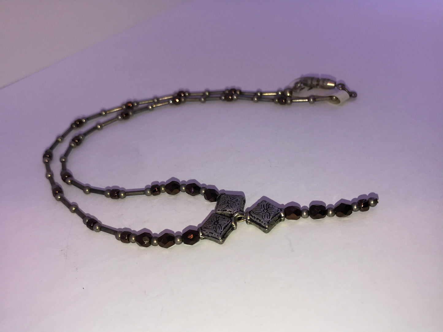 14" Y Design Bronze and Silver Necklace