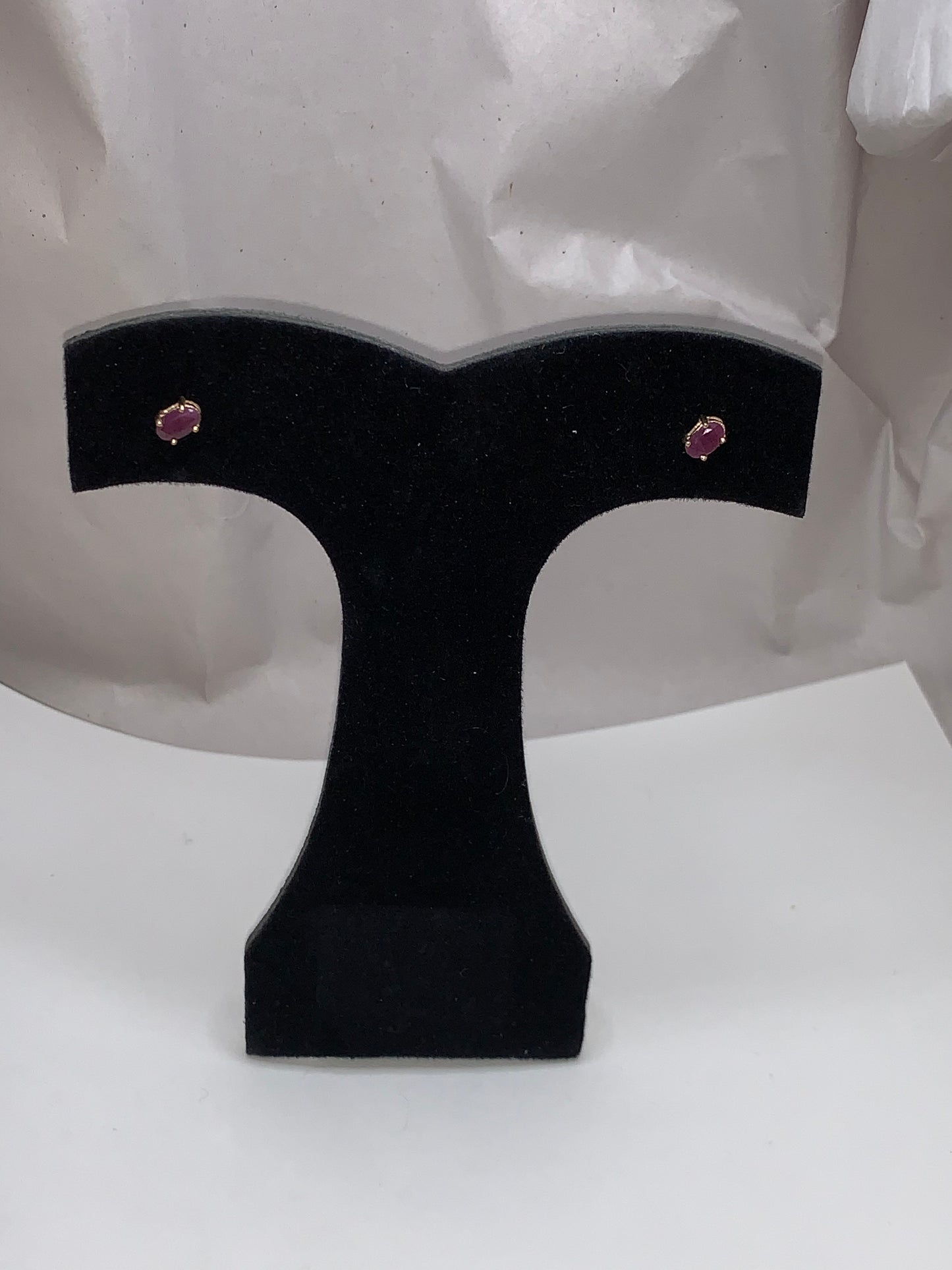 14K 5x3 Oval Natural Ruby Post Earrings