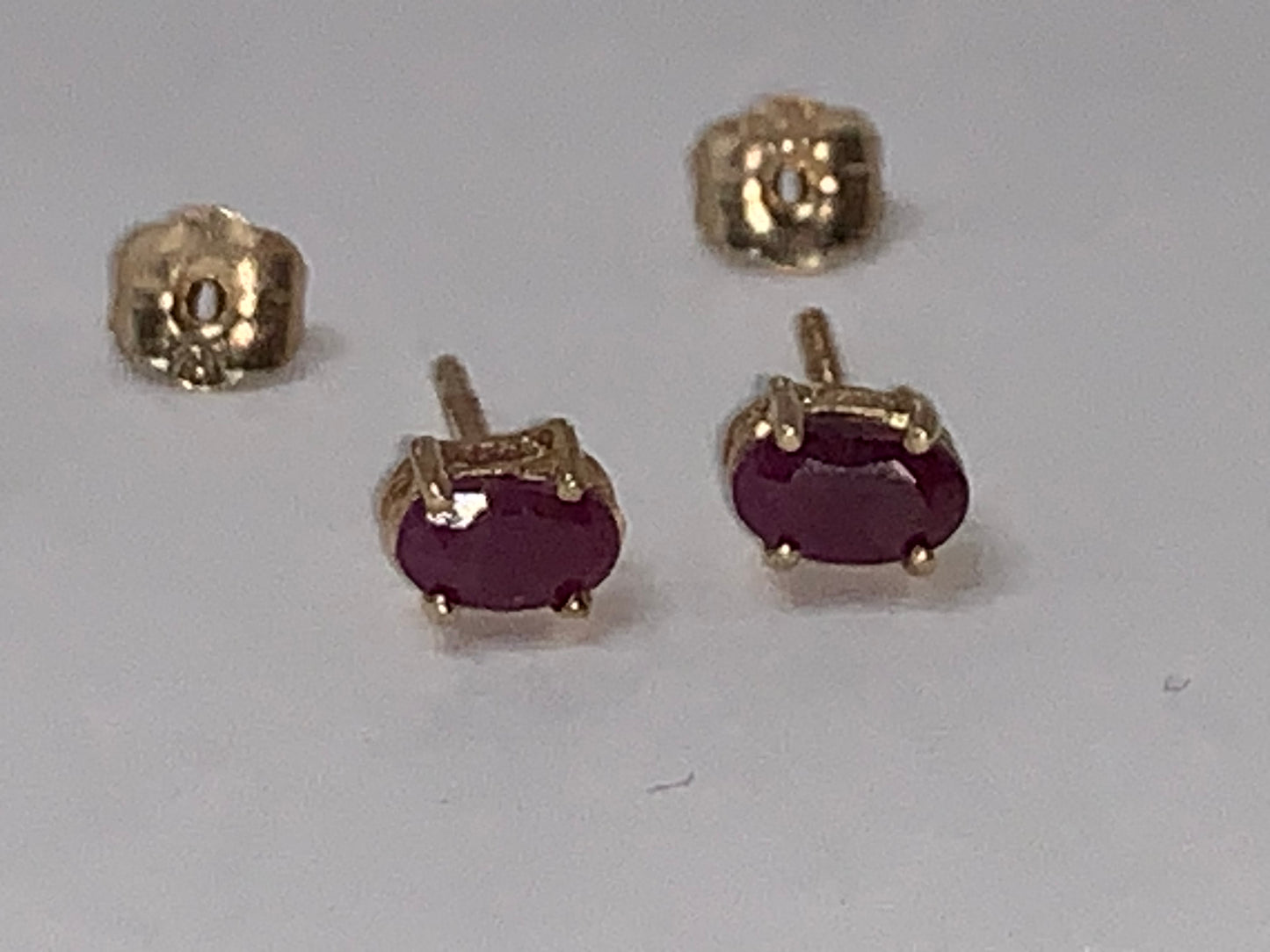 14K 5x3 Oval Natural Ruby Post Earrings