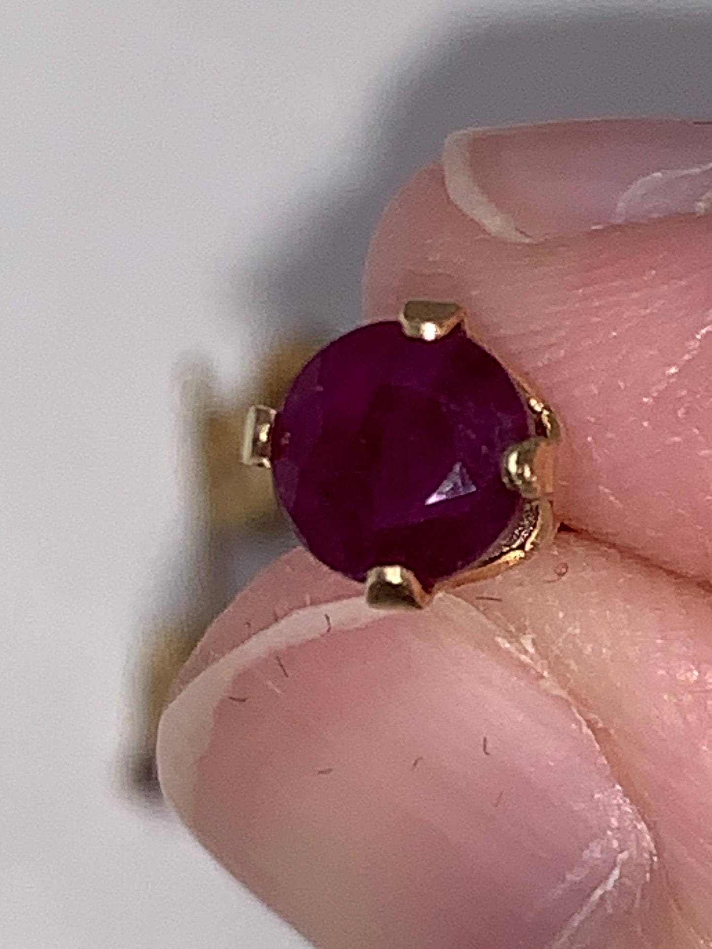 14Kt Gold 5mm Round Natural Ruby Post Earrings