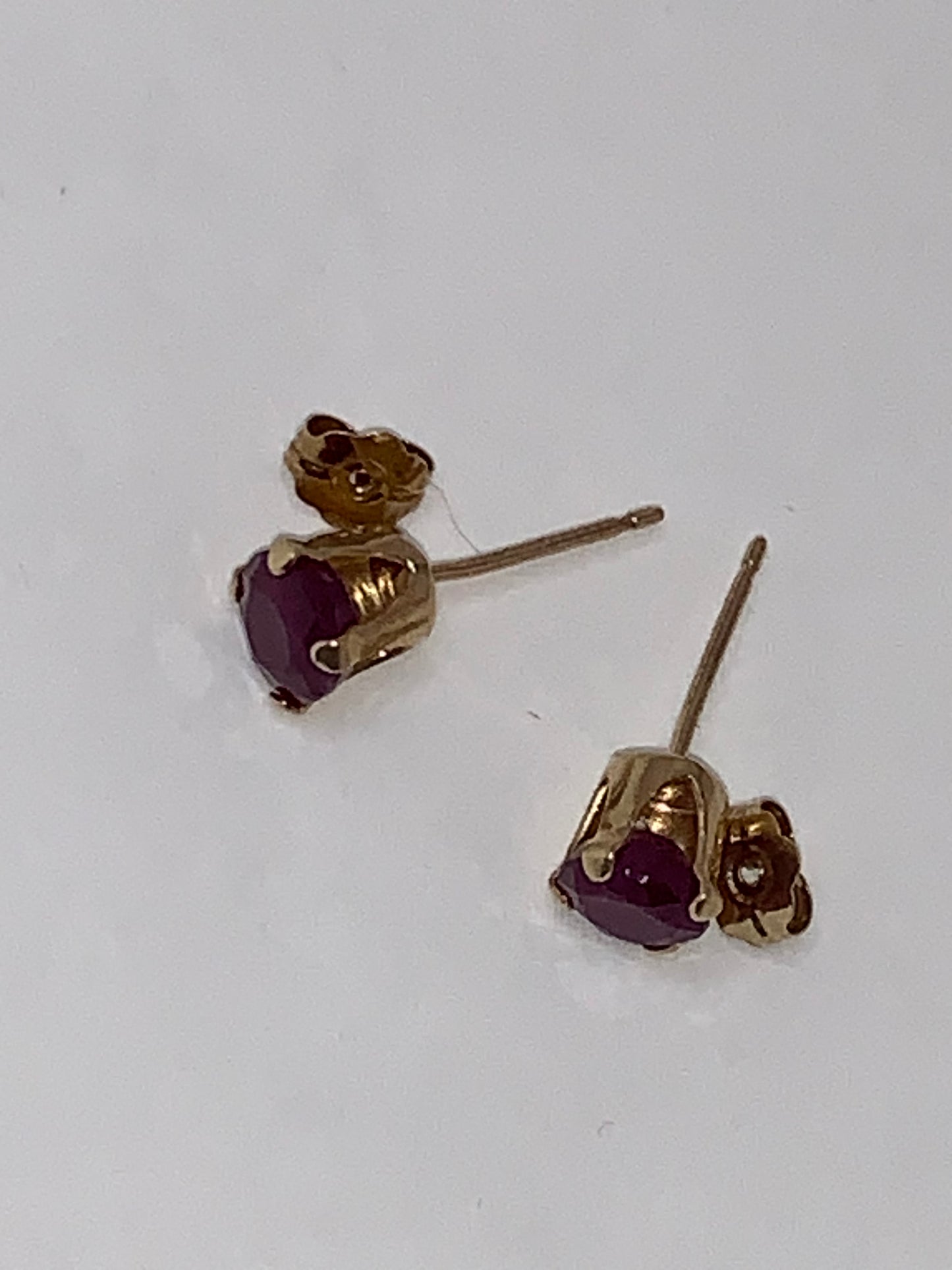 14Kt Gold 5mm Round Natural Ruby Post Earrings