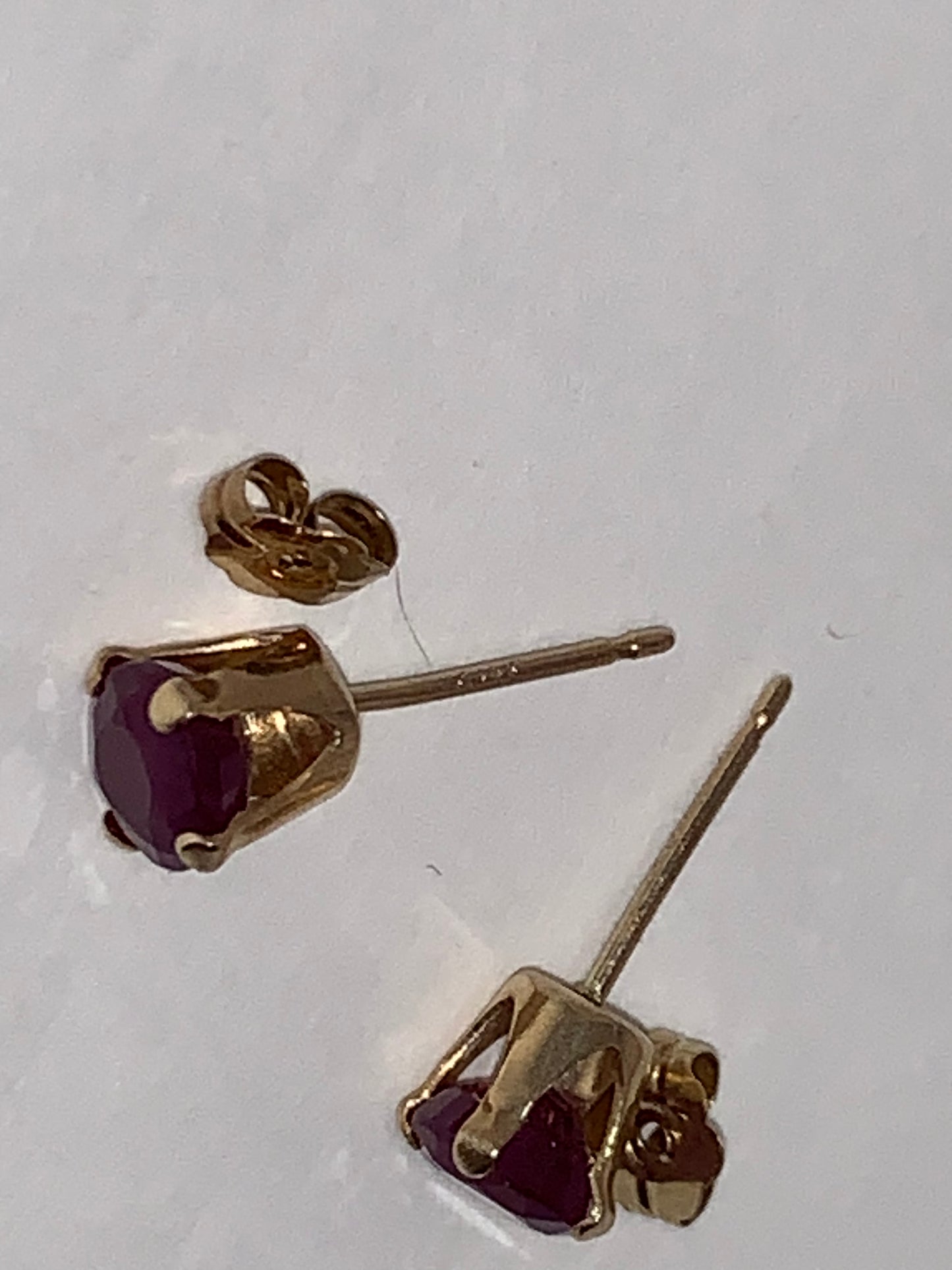 14Kt Gold 5mm Round Natural Ruby Post Earrings