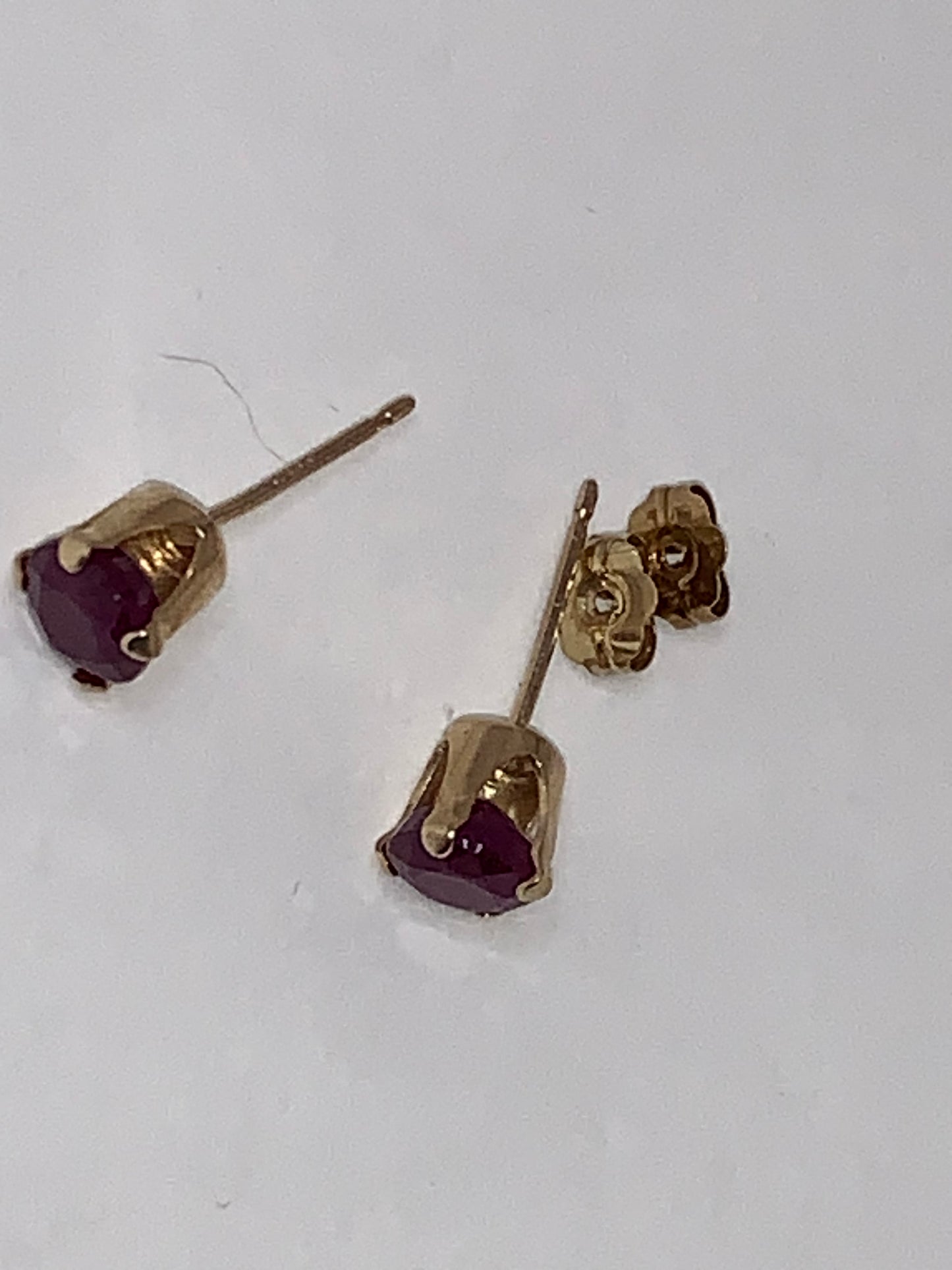 14Kt Gold 5mm Round Natural Ruby Post Earrings
