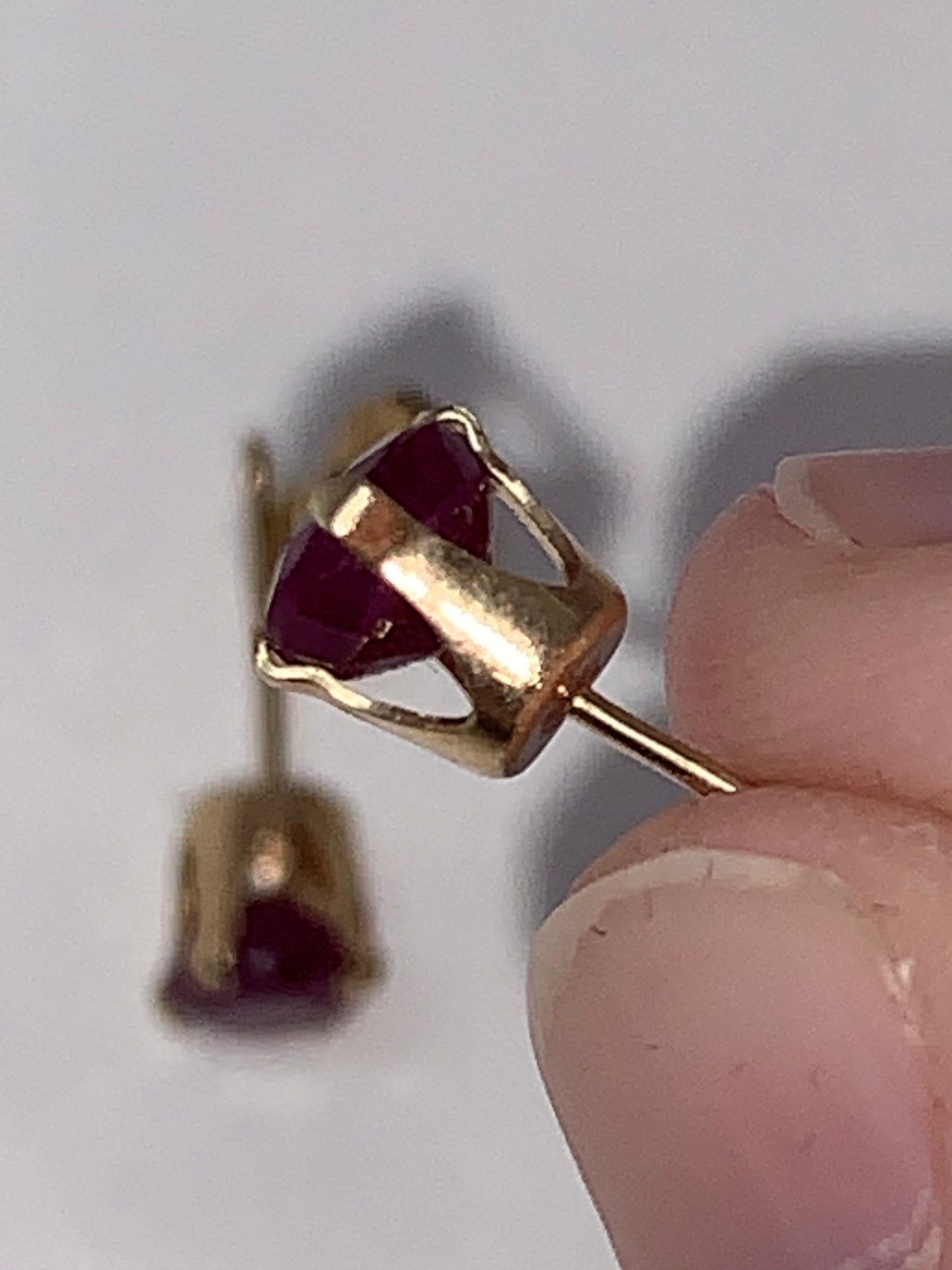 14Kt Gold 5mm Round Natural Ruby Post Earrings