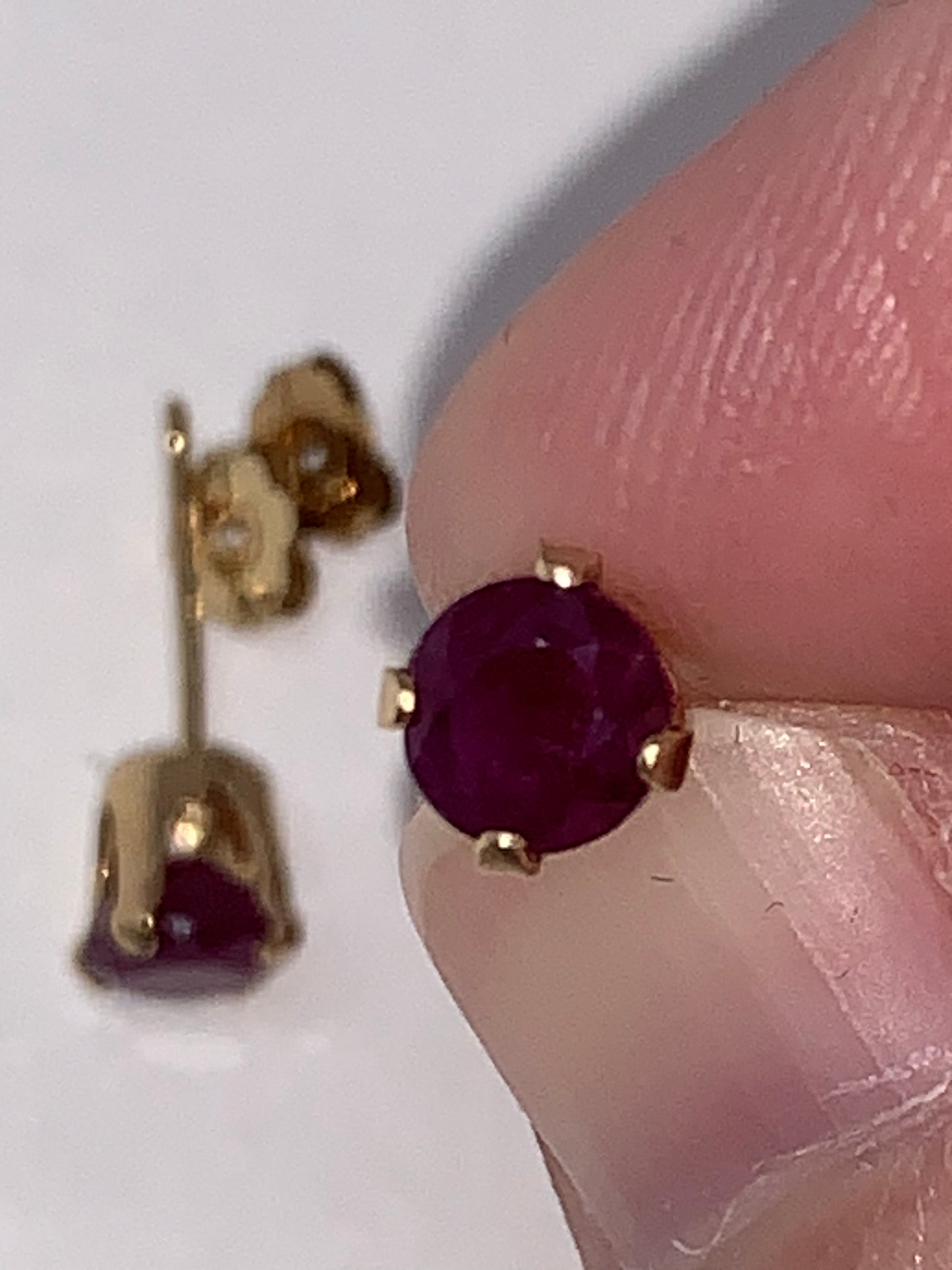 14Kt Gold 5mm Round Natural Ruby Post Earrings