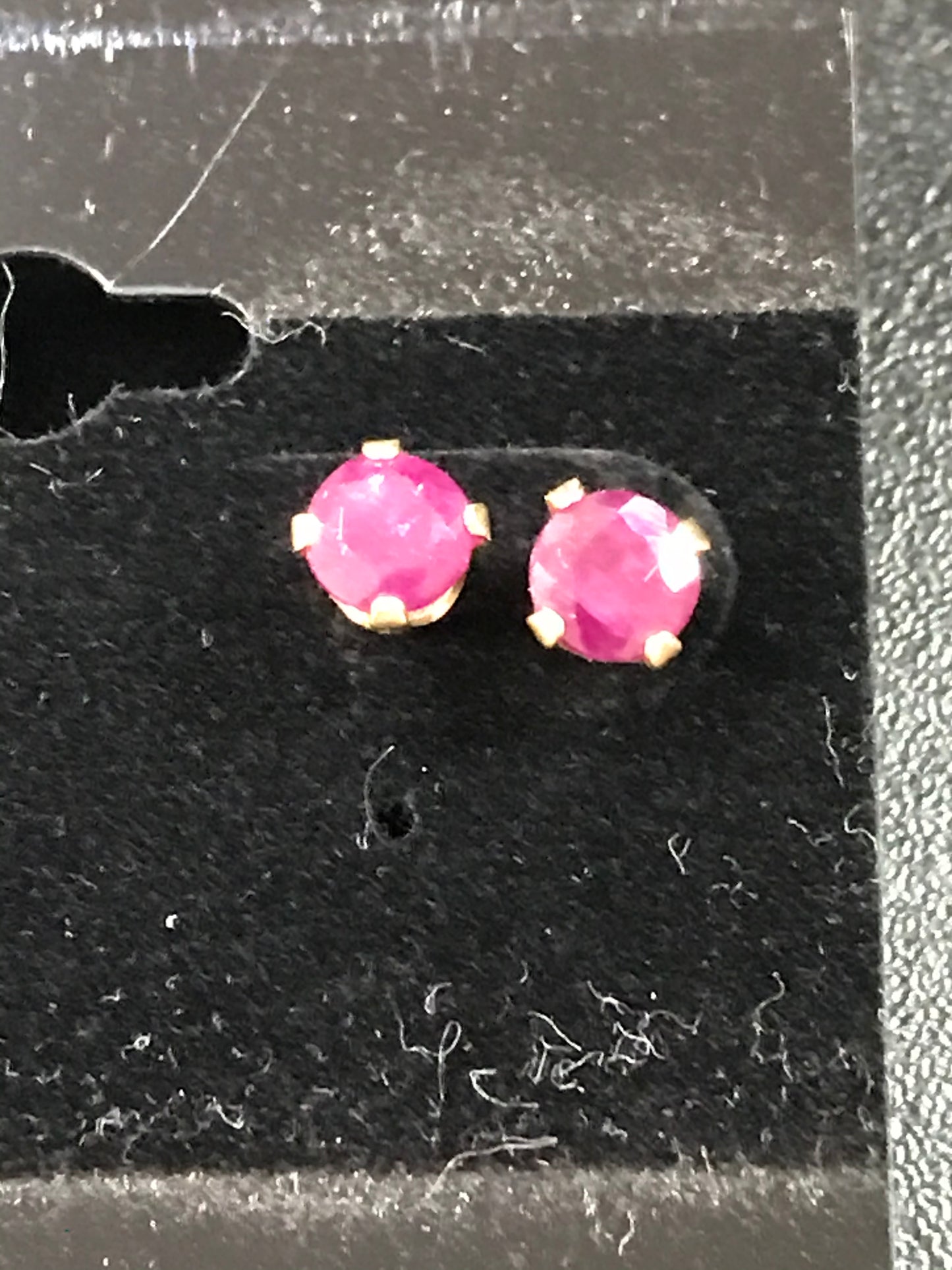 14Kt Gold 5mm Round Natural Ruby Post Earrings
