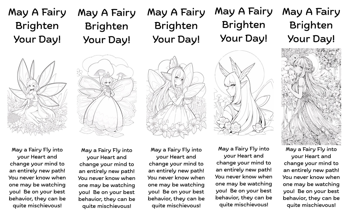 Color Your Own Fairy Bookmarks, 5 qty!