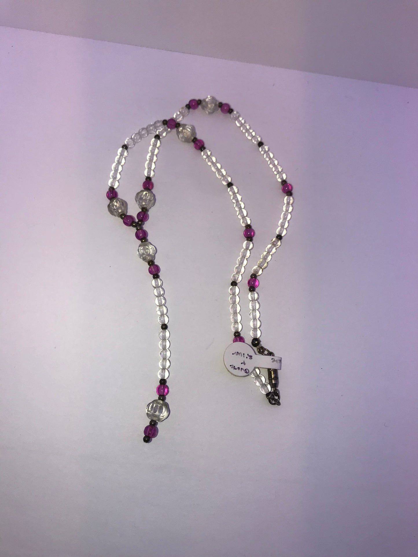 16 1/2" Purple and Clear Beaded Necklace Set