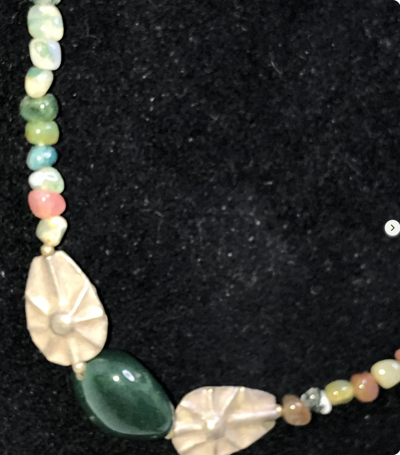 16" Agate and Silver Beaded Necklace