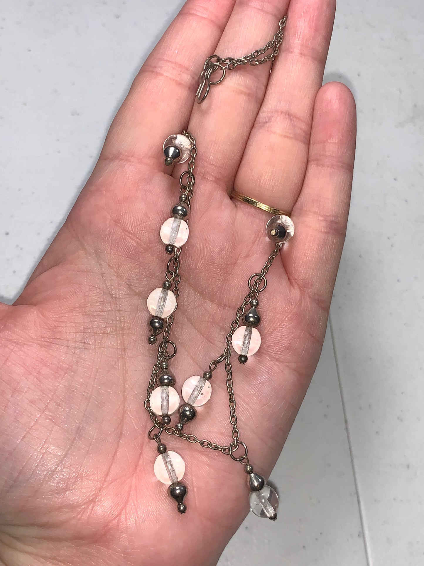 16 1/2" Long Cable chain and Quartz Necklace