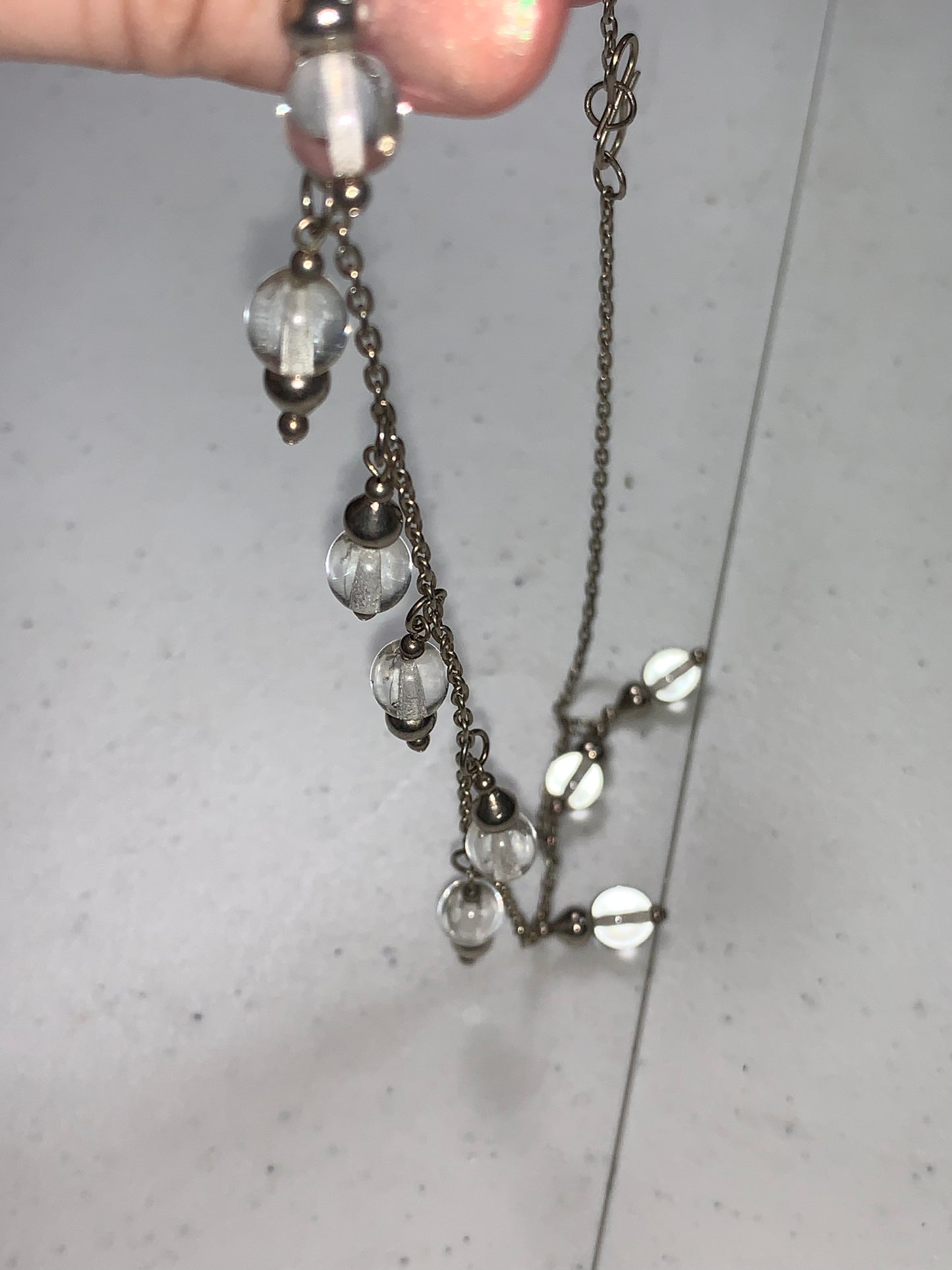 16 1/2" Long Cable chain and Quartz Necklace