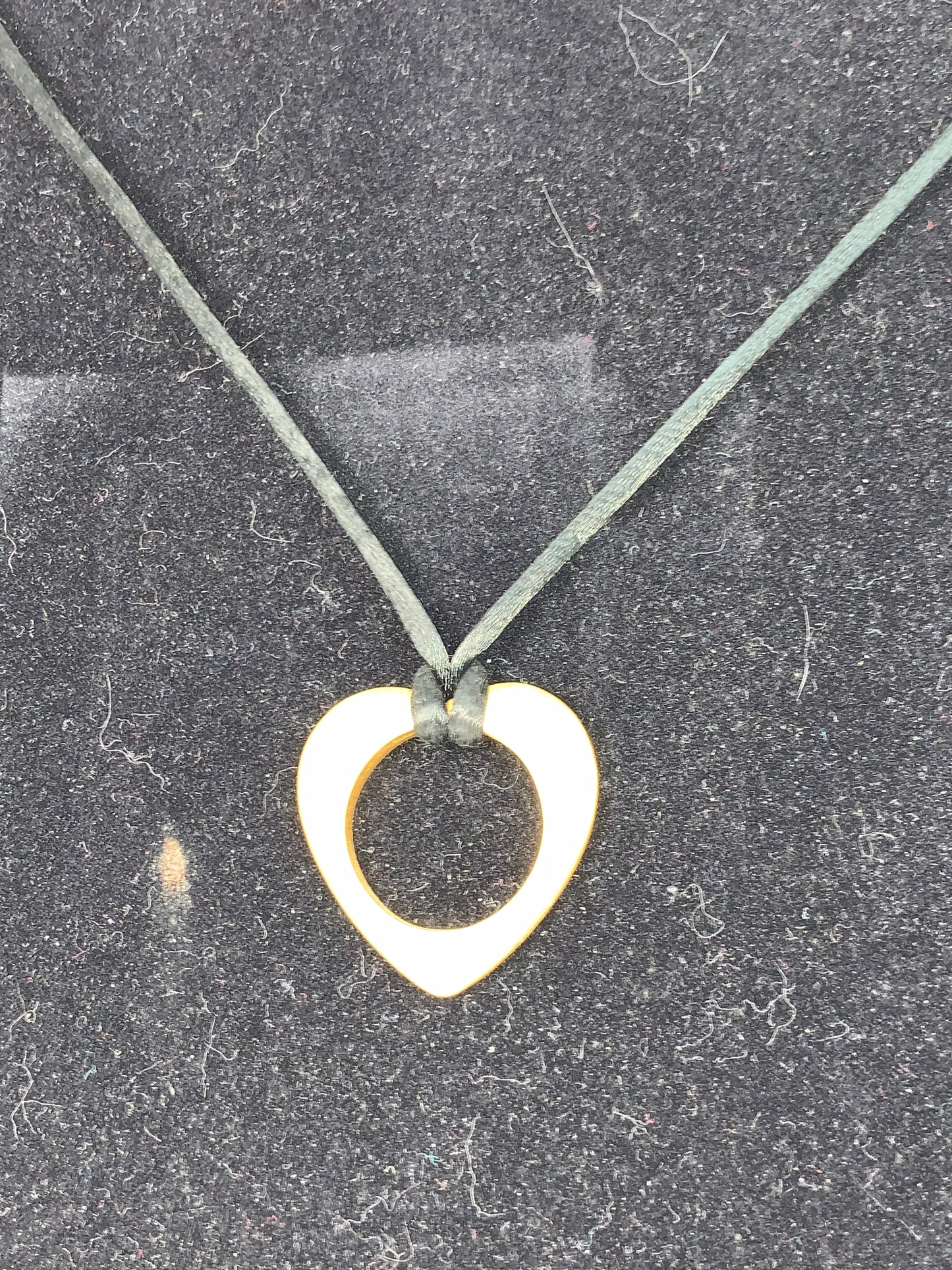 16" Black Satin Necklace with Gold Heart Focal