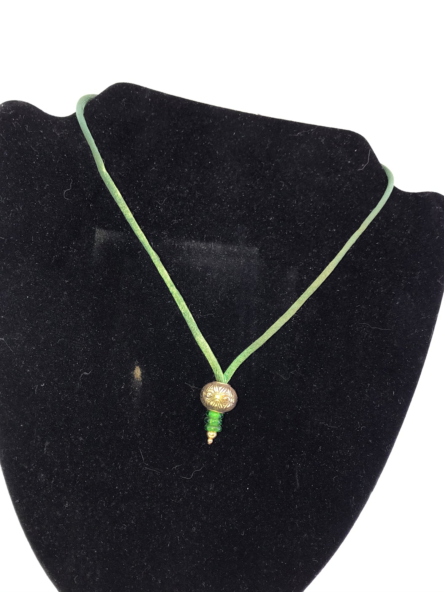 16" Dark Green Satin Cord Necklace