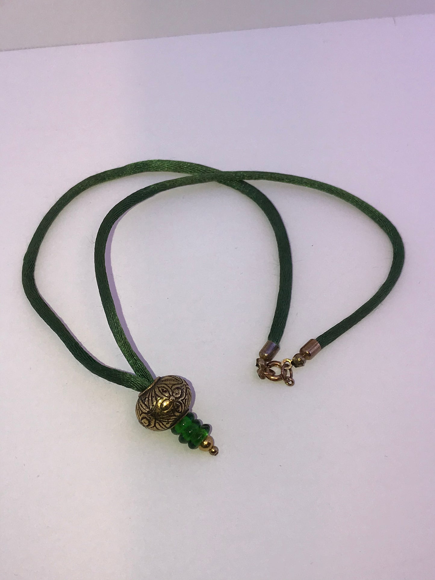 16" Dark Green Satin Cord Necklace