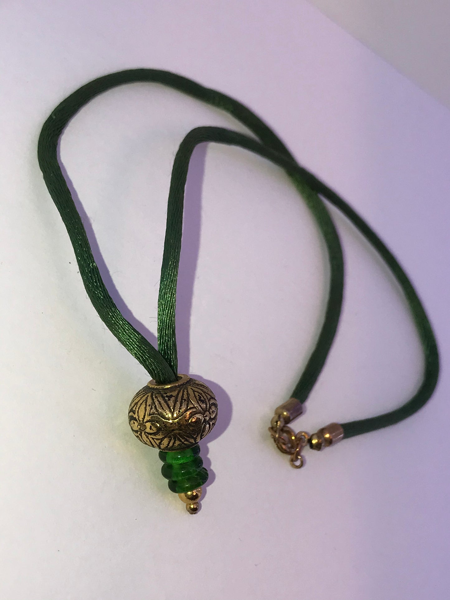 16" Dark Green Satin Cord Necklace