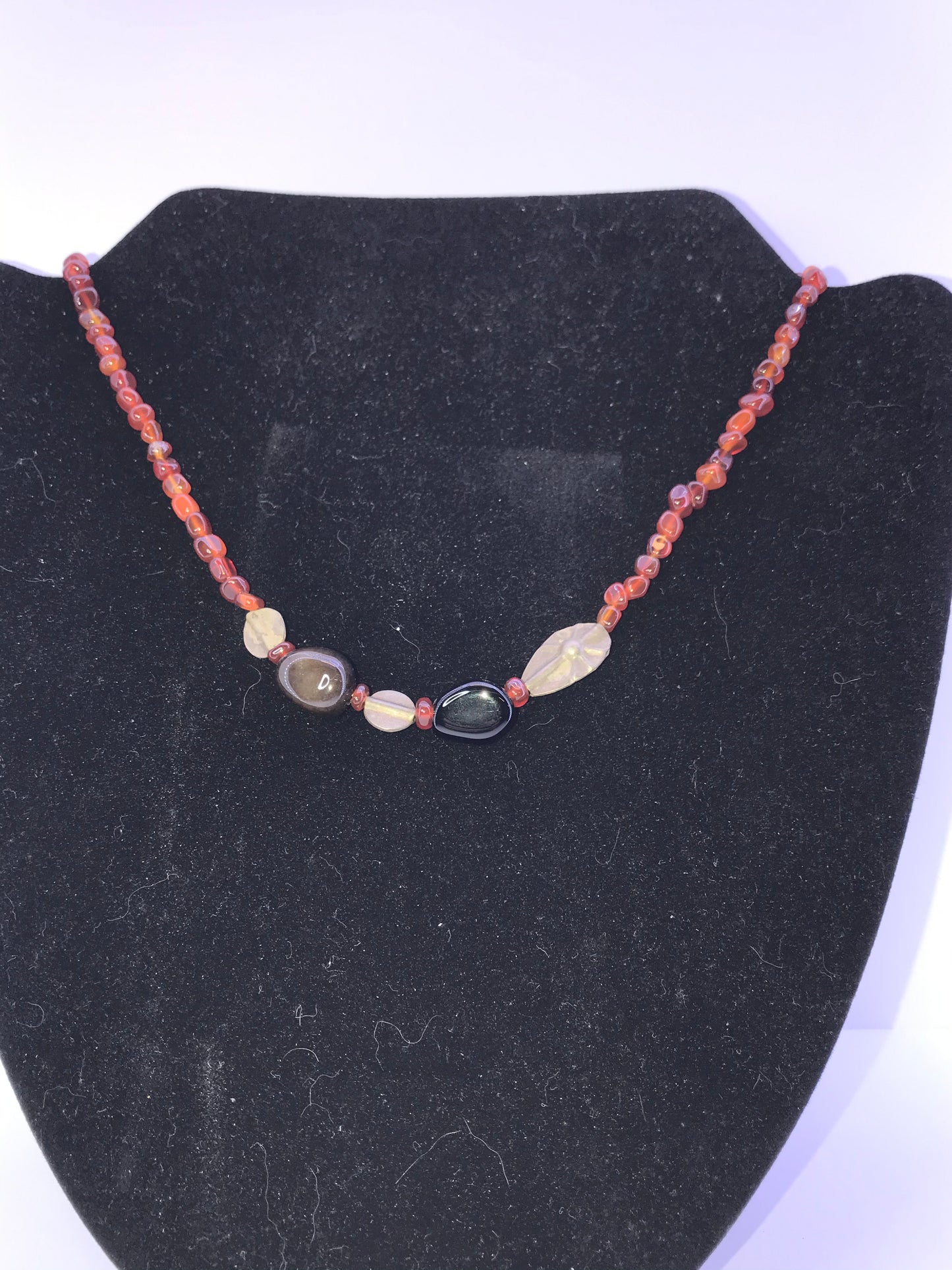 17 1/2" Agate And Obsidian Necklace
