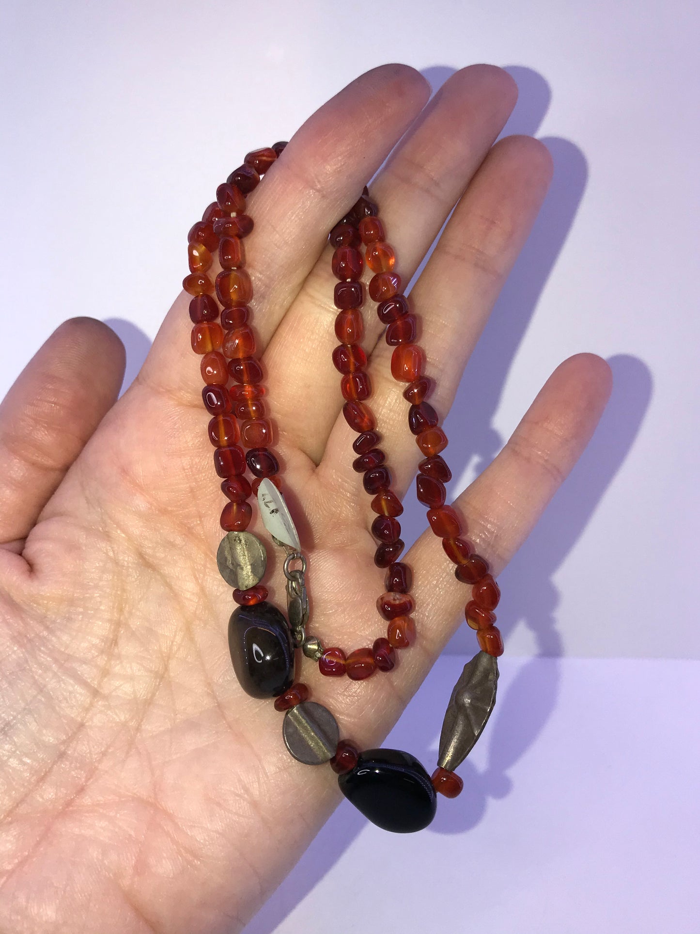 17 1/2" Agate And Obsidian Necklace