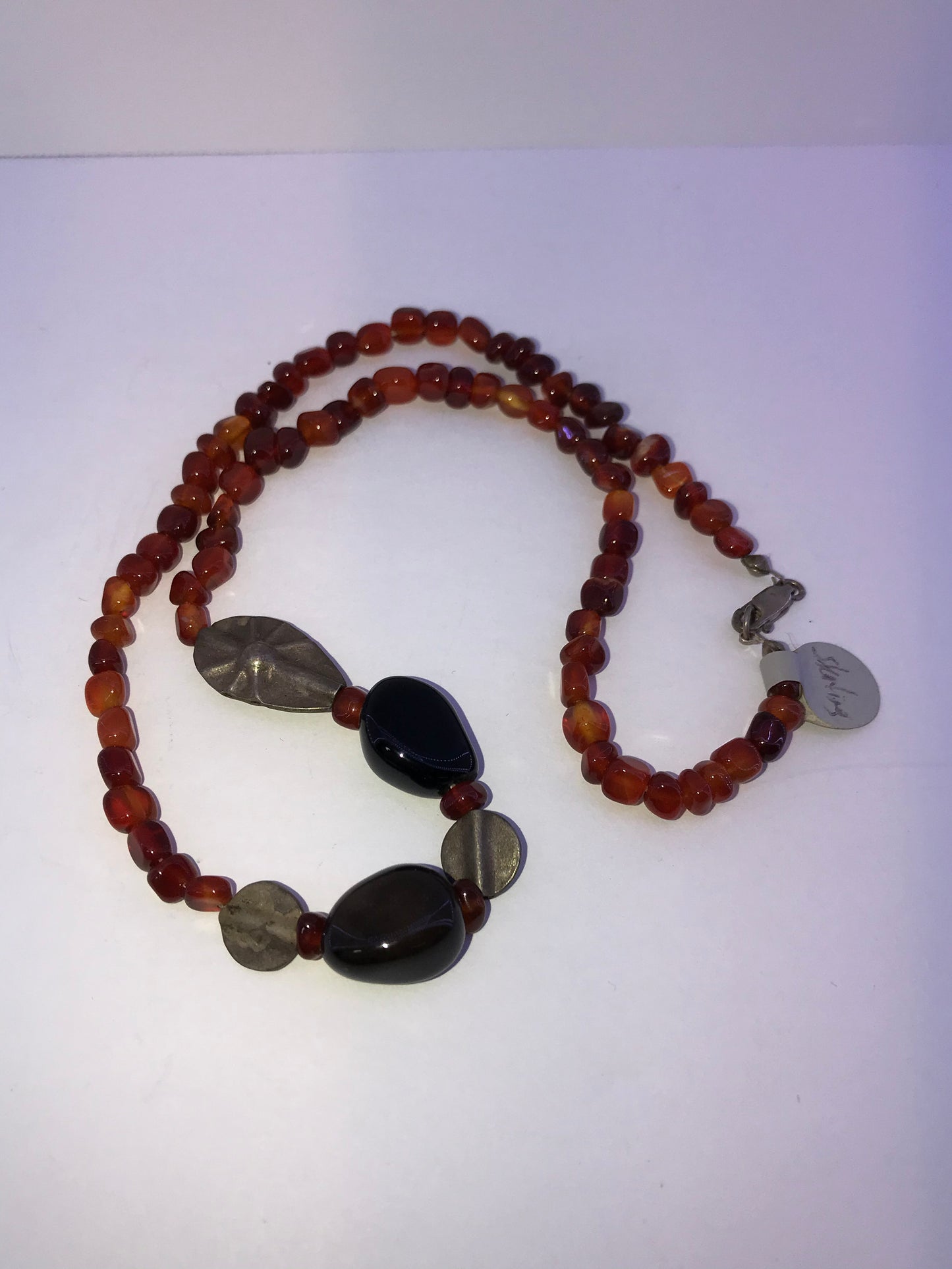 17 1/2" Agate And Obsidian Necklace