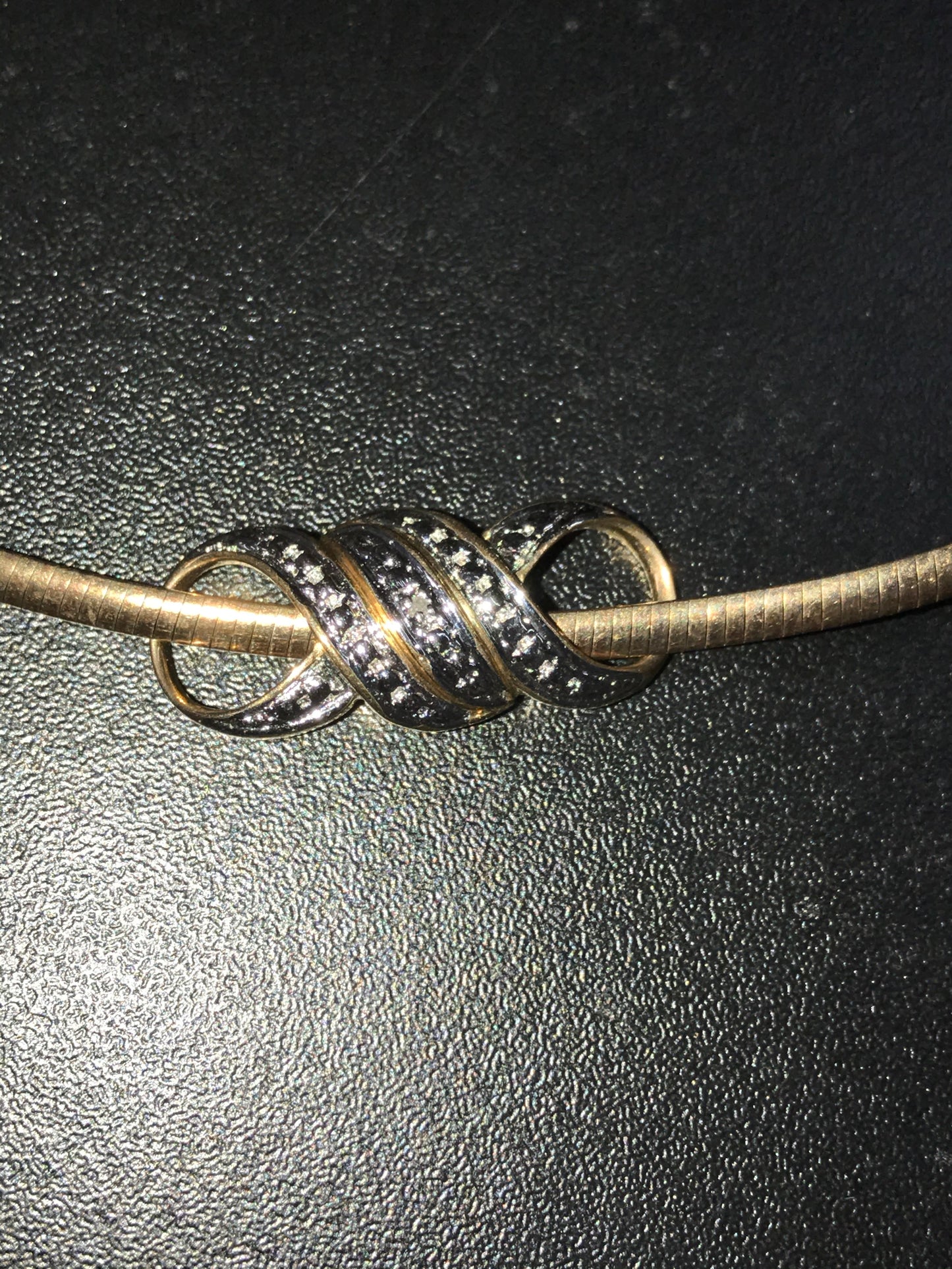 17" 18Kt Gold Vermeil Omega Necklace and OXO Diamond Accent Pendant