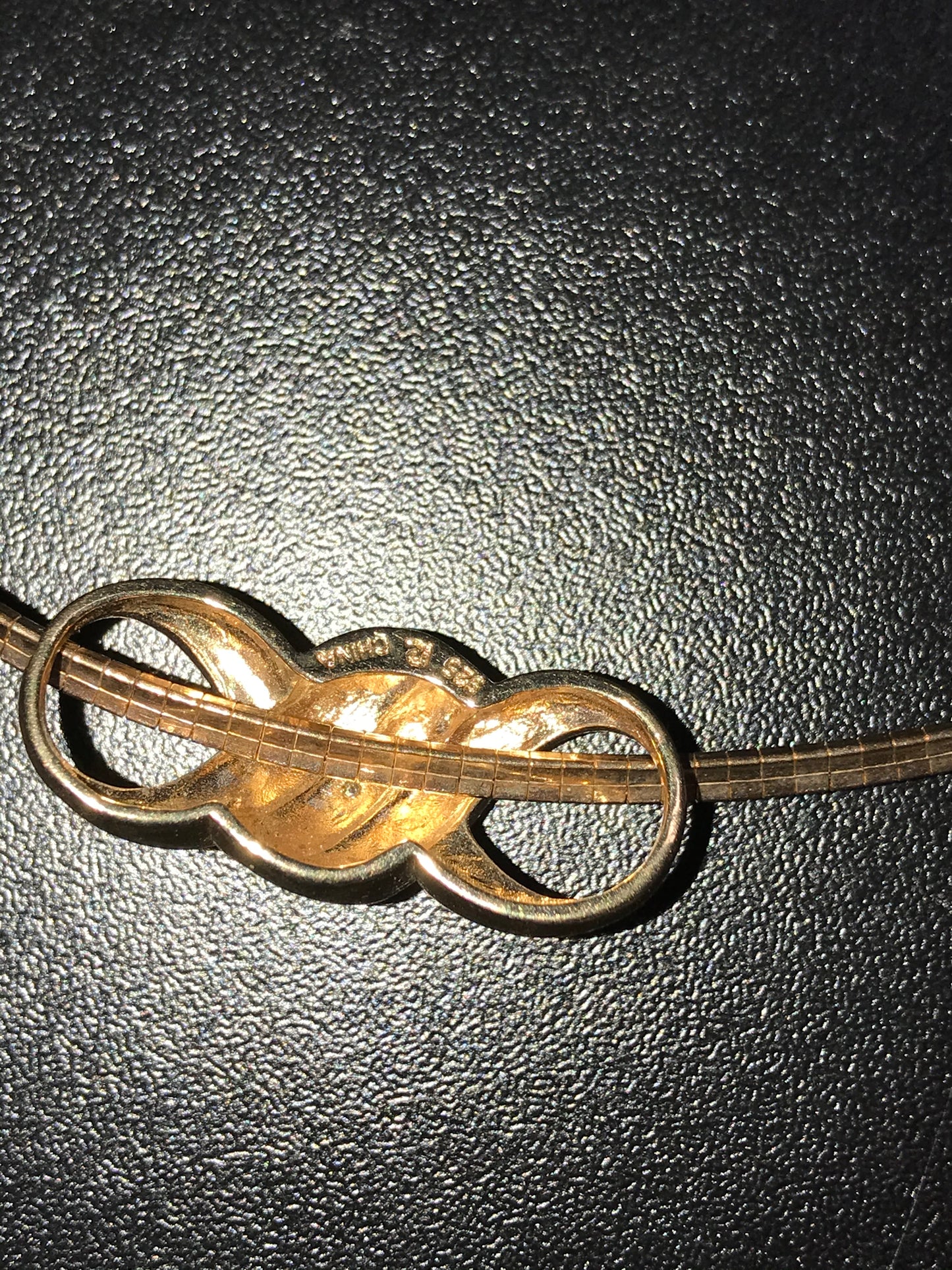 17" 18Kt Gold Vermeil Omega Necklace and OXO Diamond Accent Pendant