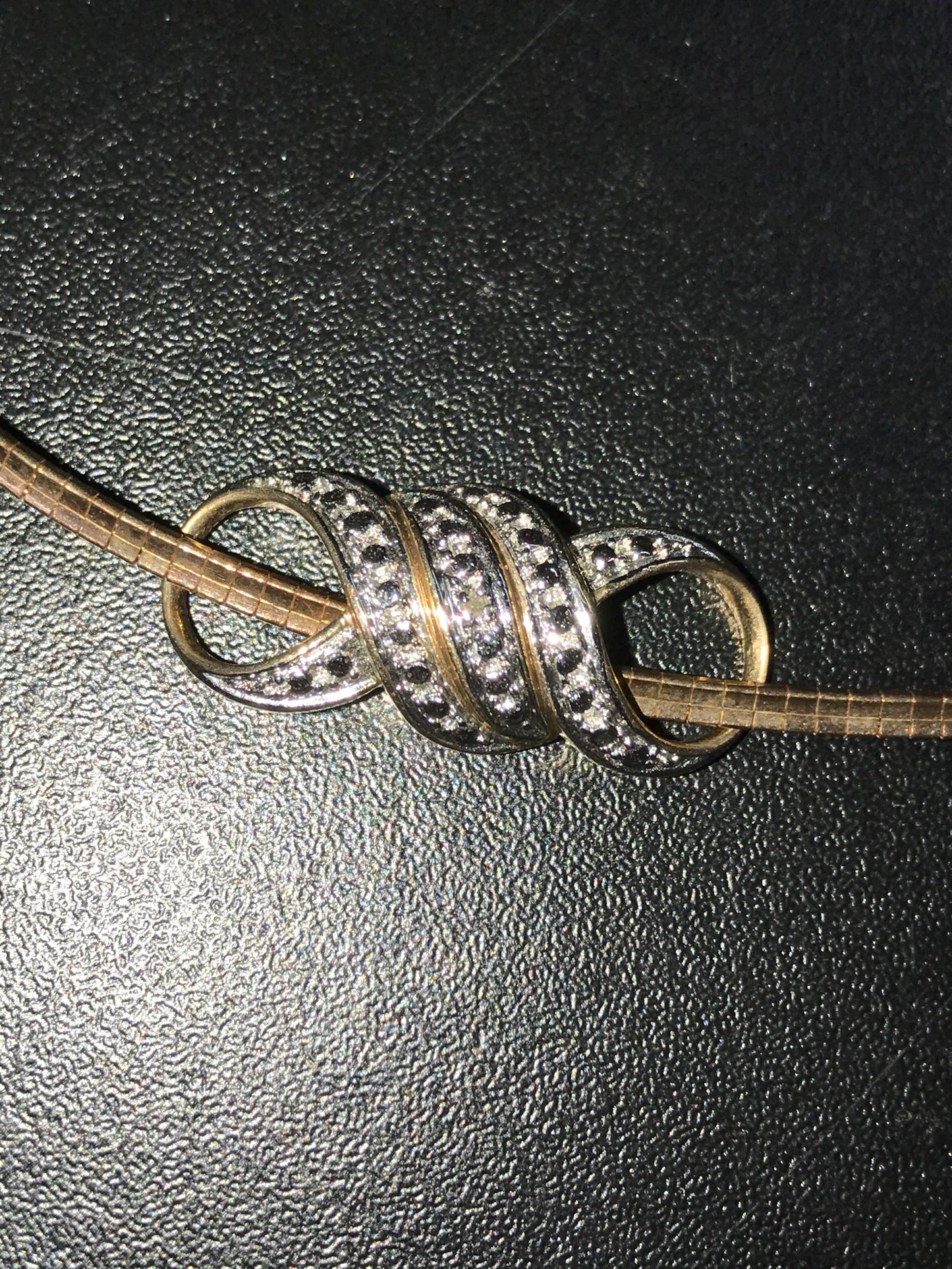 17" 18Kt Gold Vermeil Omega Necklace and OXO Diamond Accent Pendant