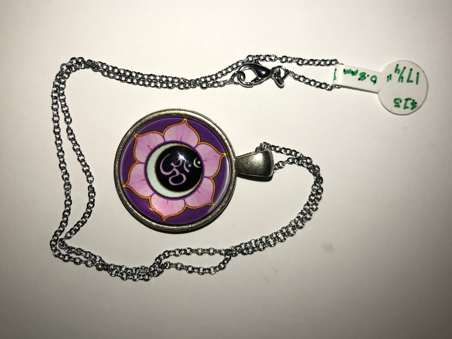 17 1/4" Purple Ohm And Lotus Necklace