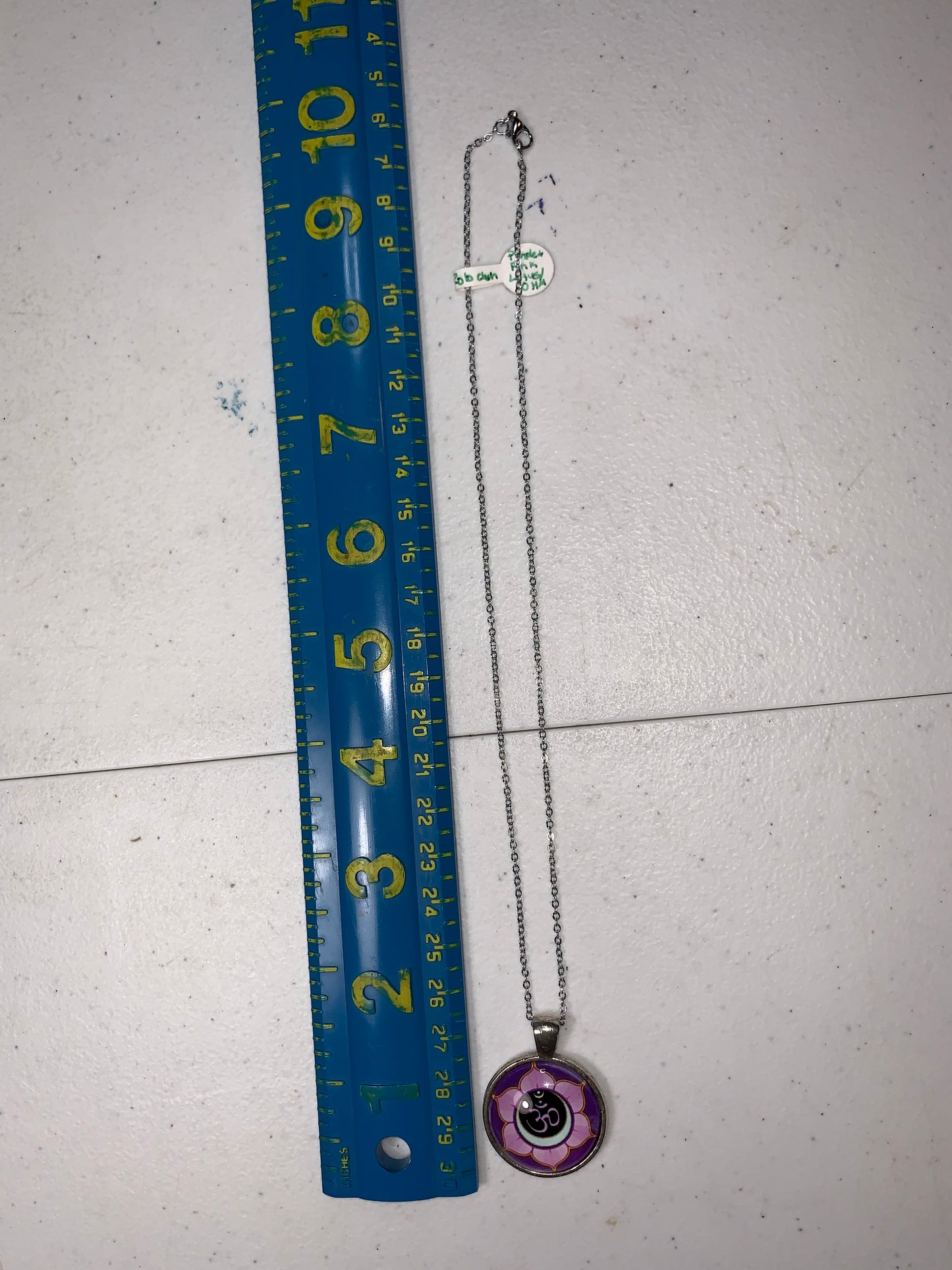 17 1/4" Purple Ohm And Lotus Necklace
