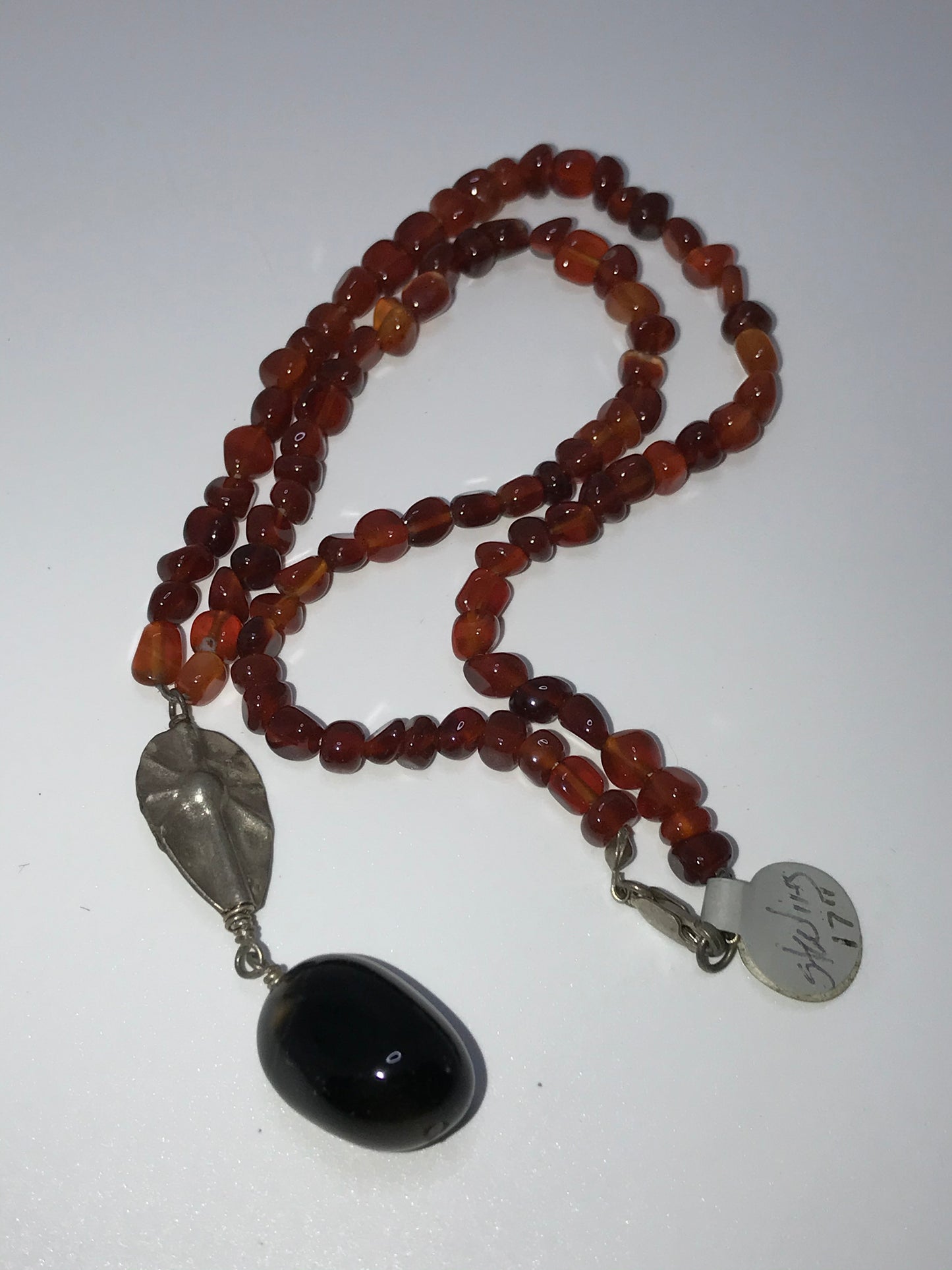 17" Agate And Obsidian Necklace