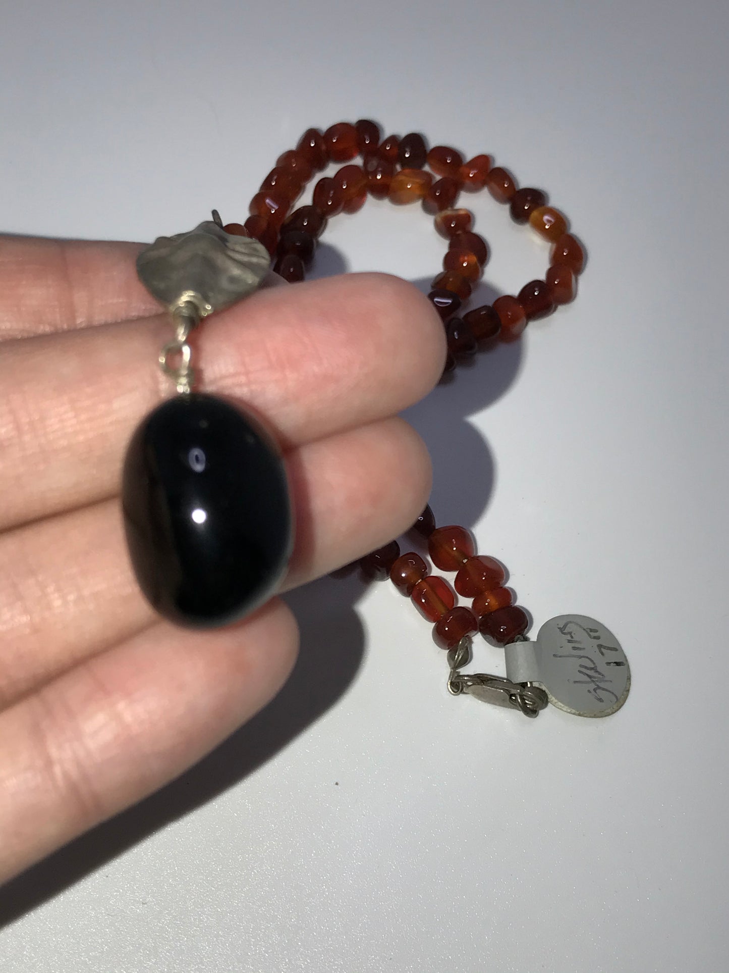 17" Agate And Obsidian Necklace