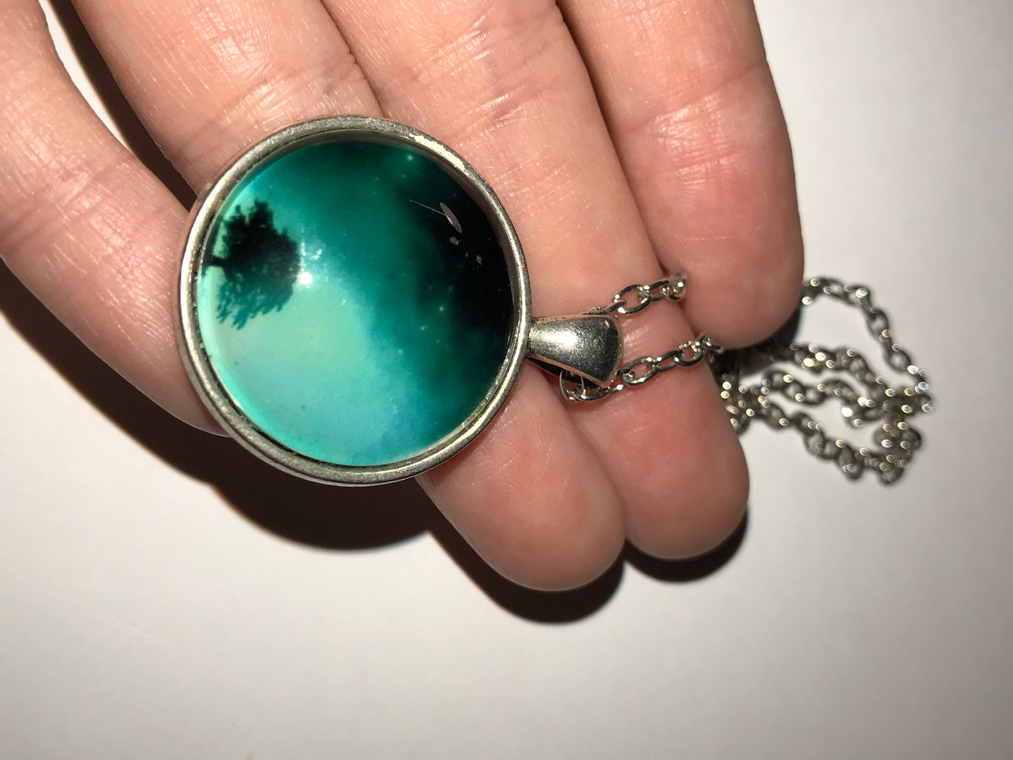 18" Tree at Night in the distance Necklace
