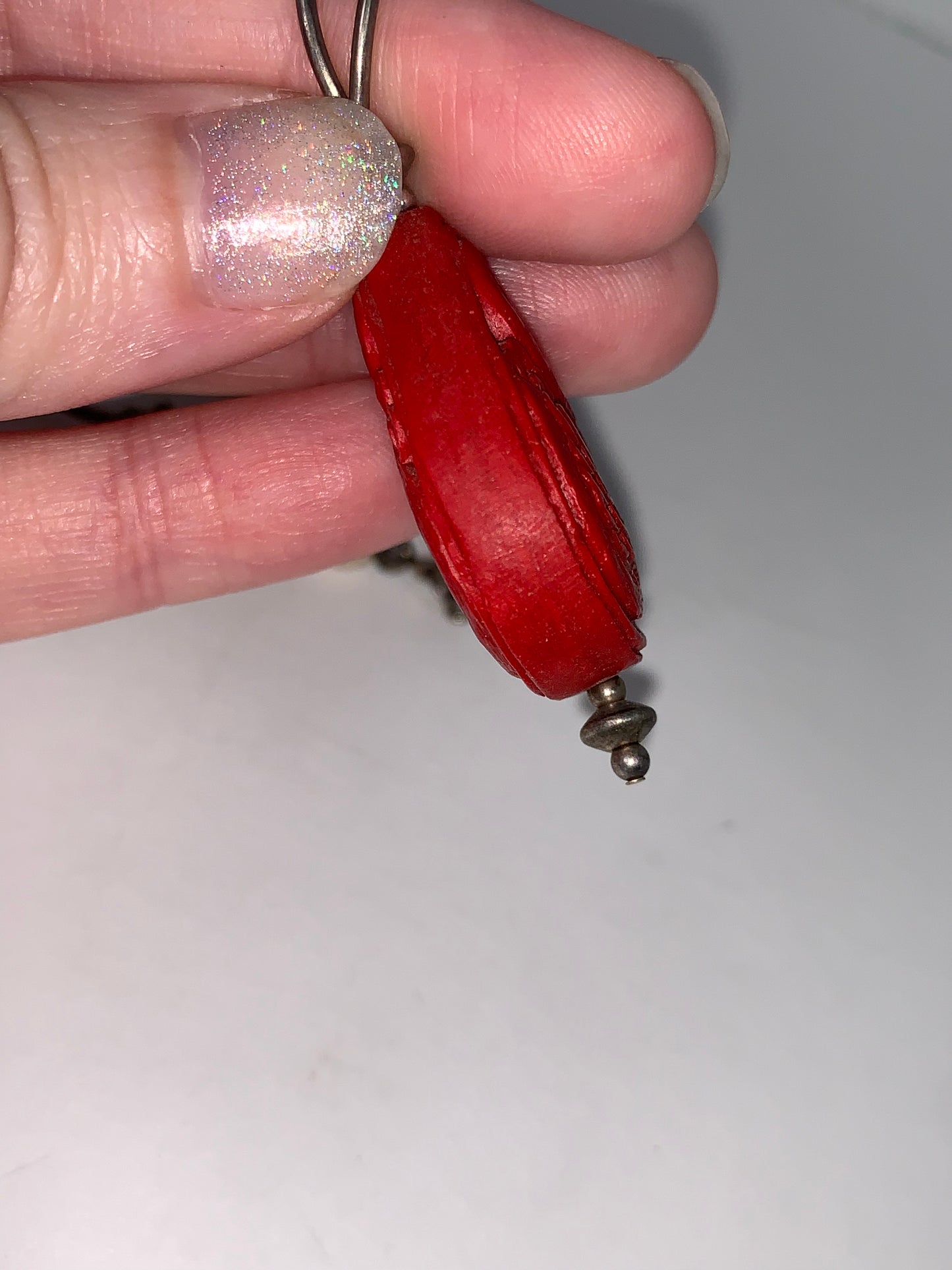 18 " Red Swan and Riverstone Handmade Beaded Necklace