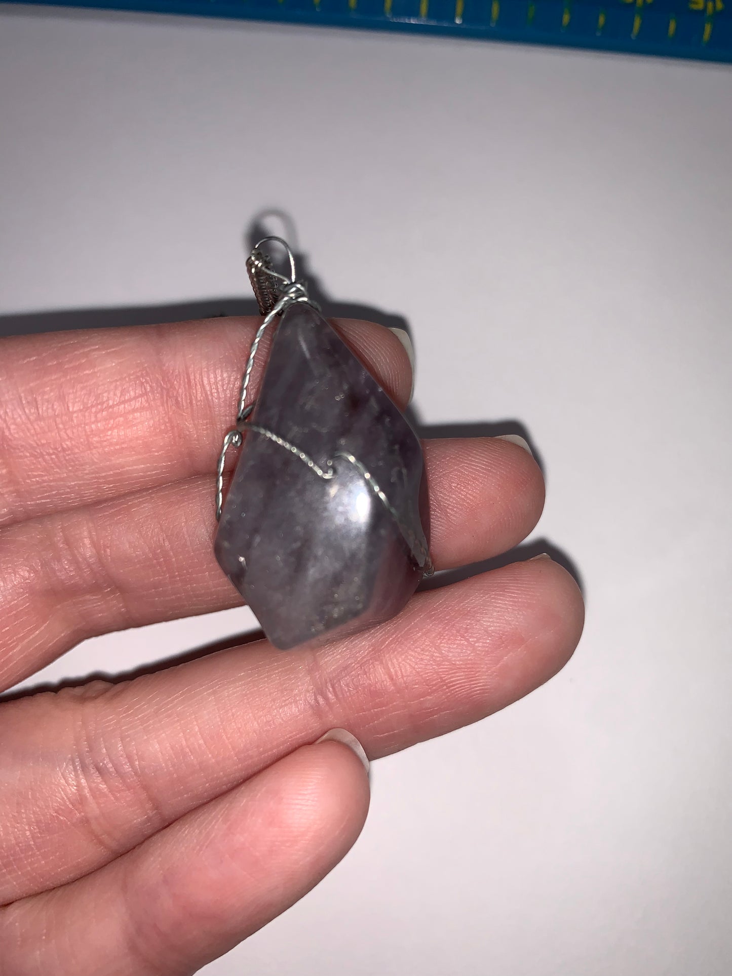 18" Amethyst wire wrap pendant on Cable Chain Necklace