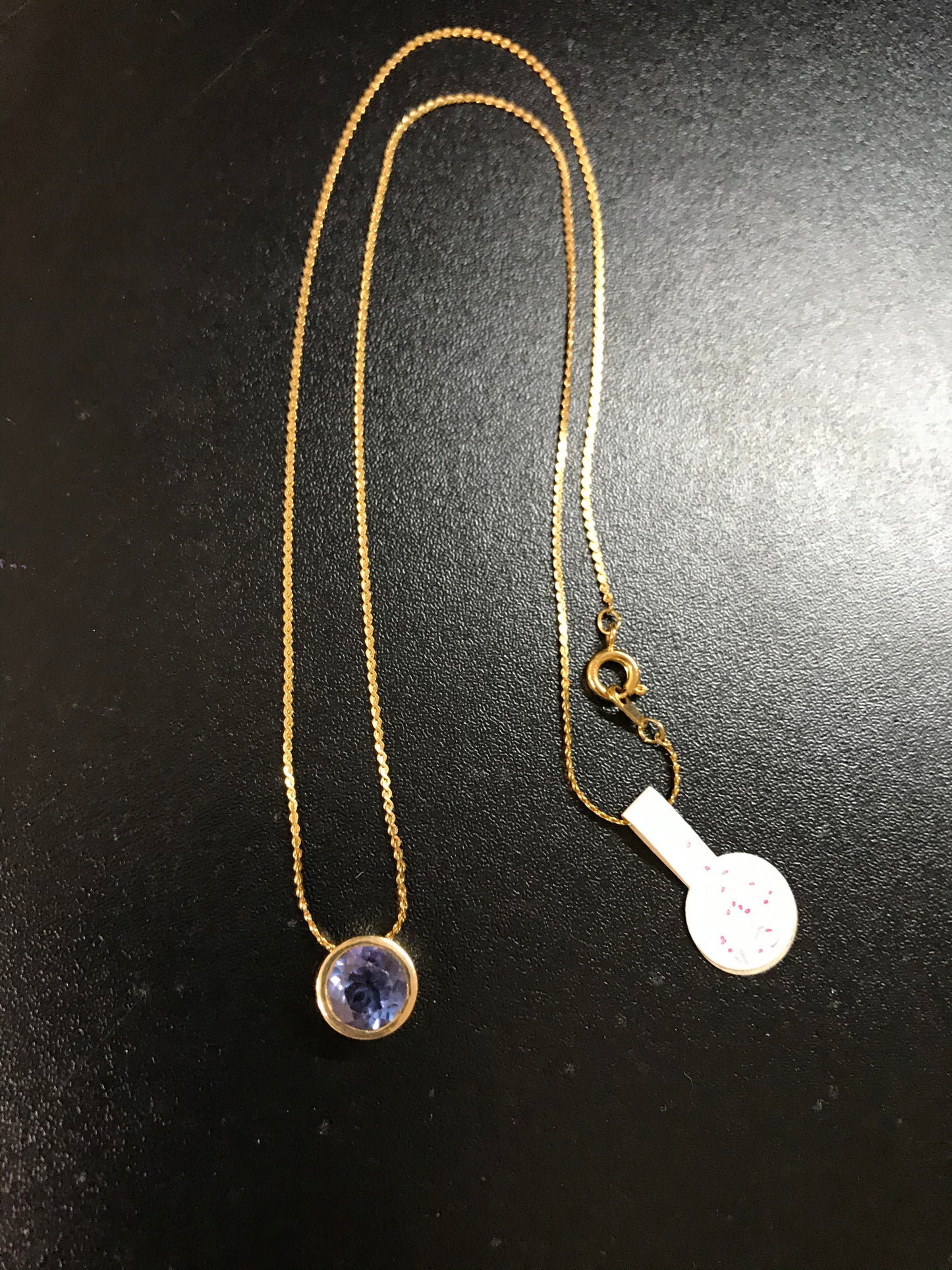 18" long Serpentine Chain and Amethyst Slide Necklace