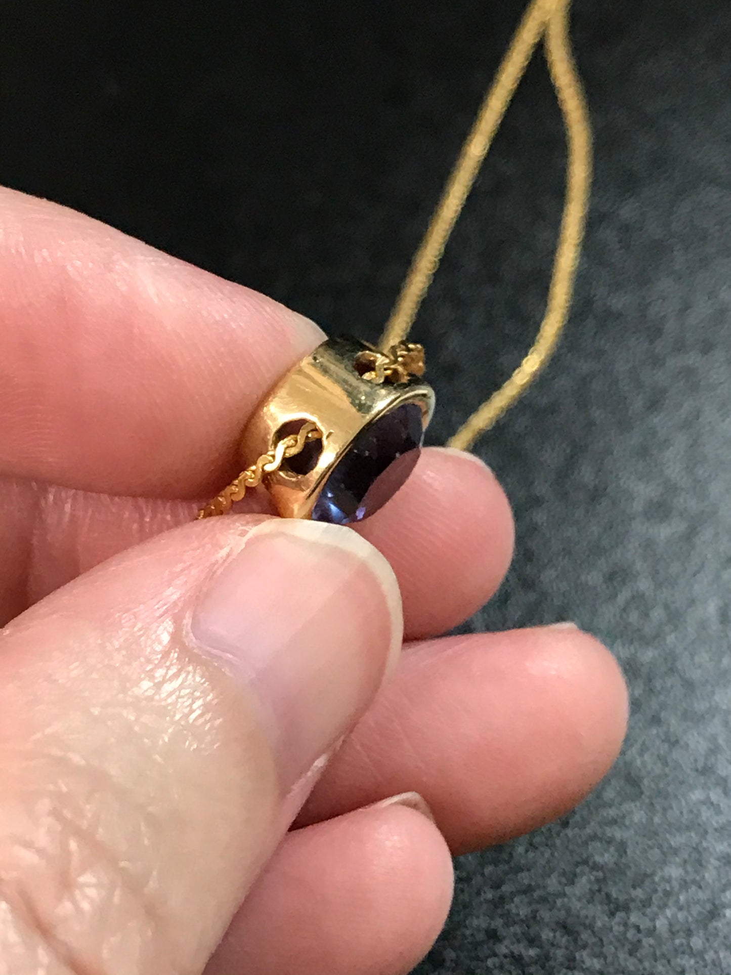 18" long Serpentine Chain and Amethyst Slide Necklace