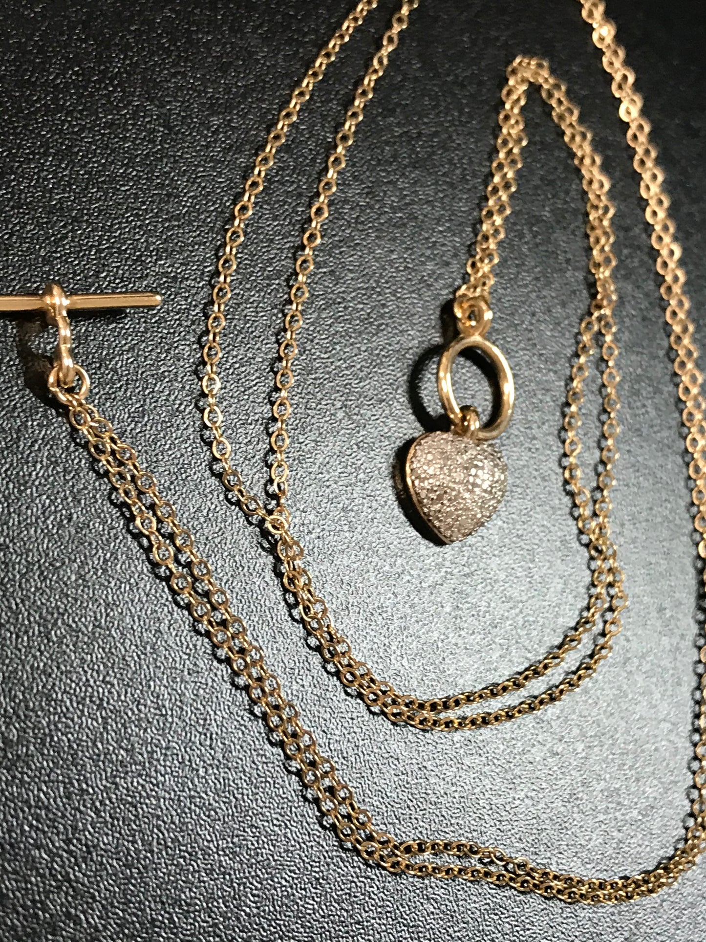18" 14 Kt Gold Vermeil Cable Chain Toggle Necklace with Heart pendant
