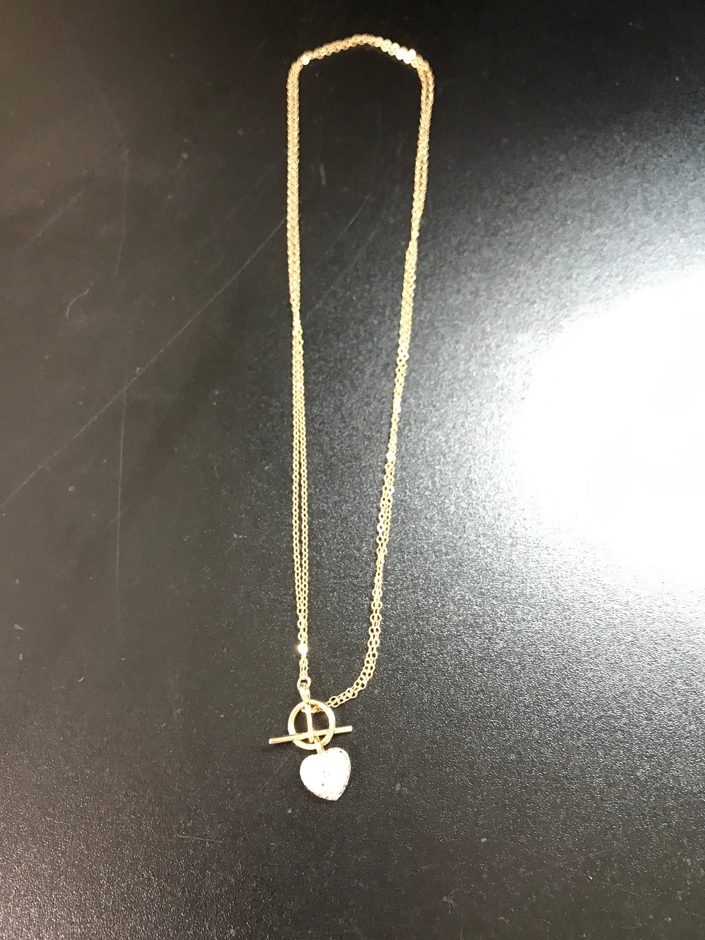 18" 14 Kt Gold Vermeil Cable Chain Toggle Necklace with Heart pendant